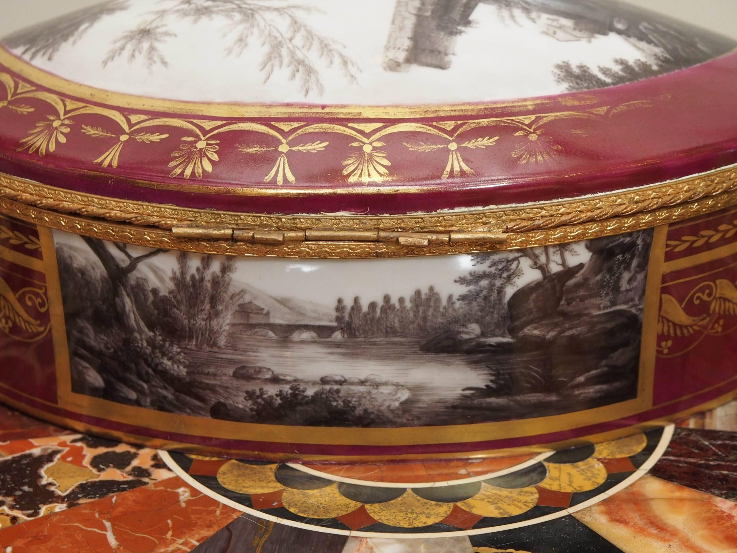 French 19th Century  Porcelain Dresser Box For Sale