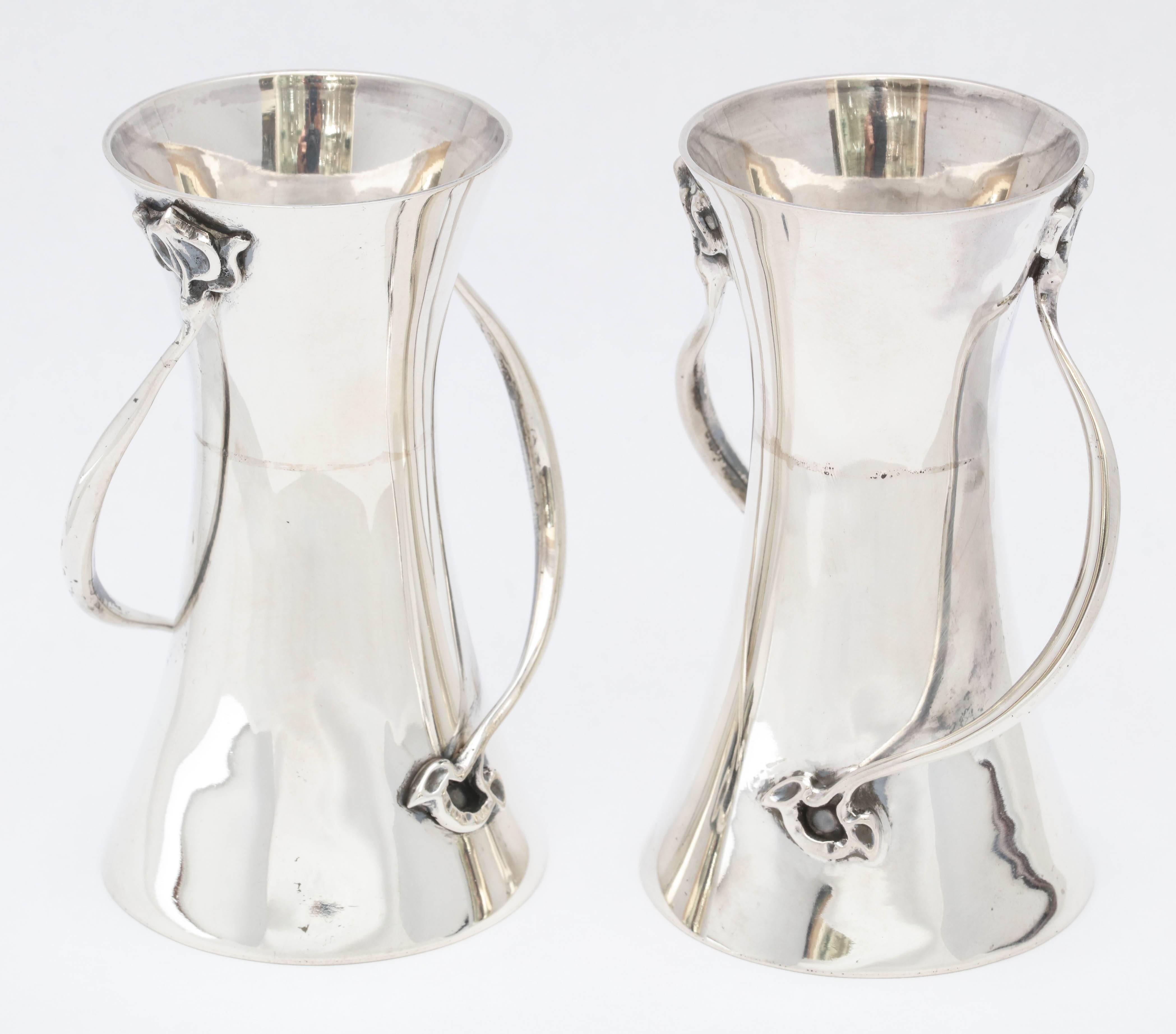 Rare Pair of Art Nouveau Sterling Silver Bud Vases 1