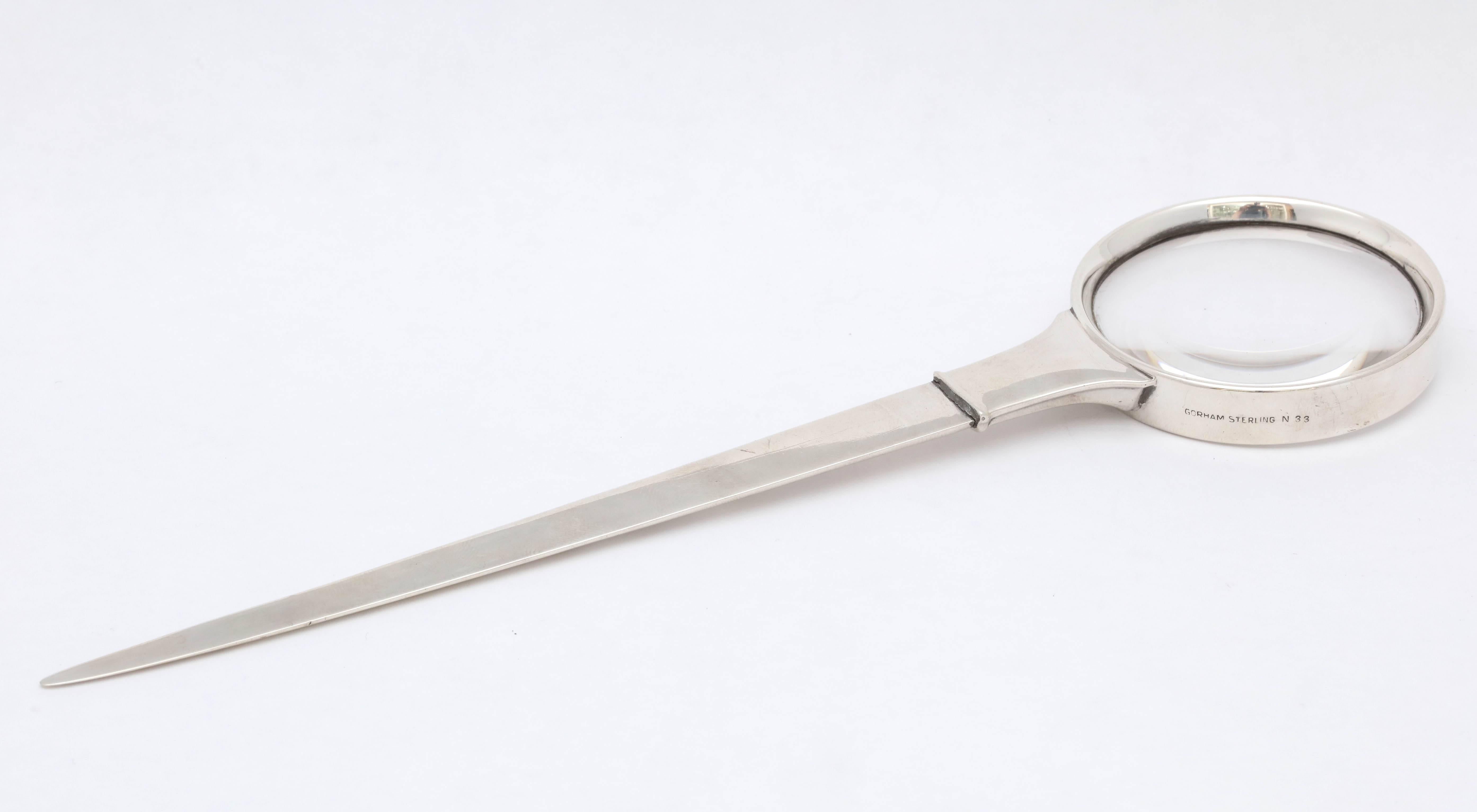 Mid-20th Century Art Deco Sterling Silver Combination Magnifying Glass or Letter Opener