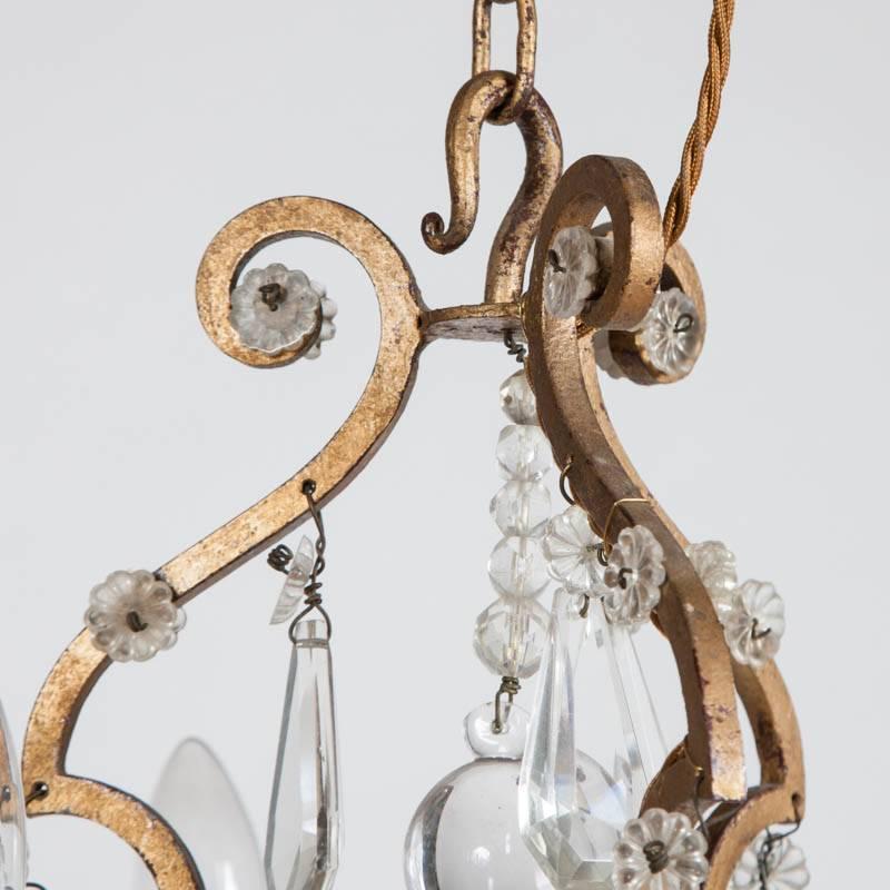 1950s Three-Light French Chandelier In Good Condition For Sale In London, GB