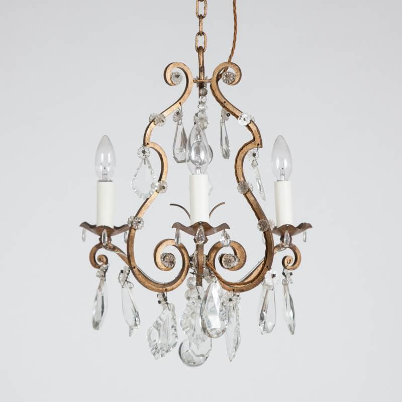 1950s Three-Light French Chandelier For Sale 1
