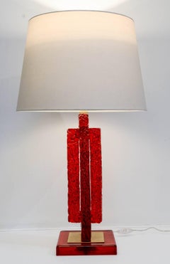 Pair of red Murano Glass lamps