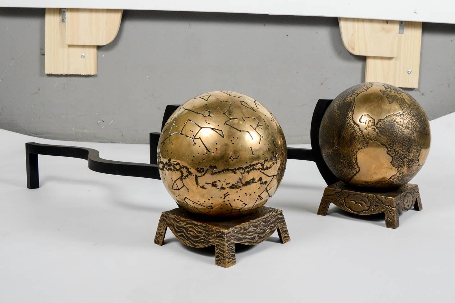 Kaminböcke von Peter Van Veeck, Paar (Bronze) im Angebot