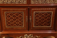Louis XV/Louis XVI Style Gilt Bronze-Mounted Mahogany Parquetry Commode