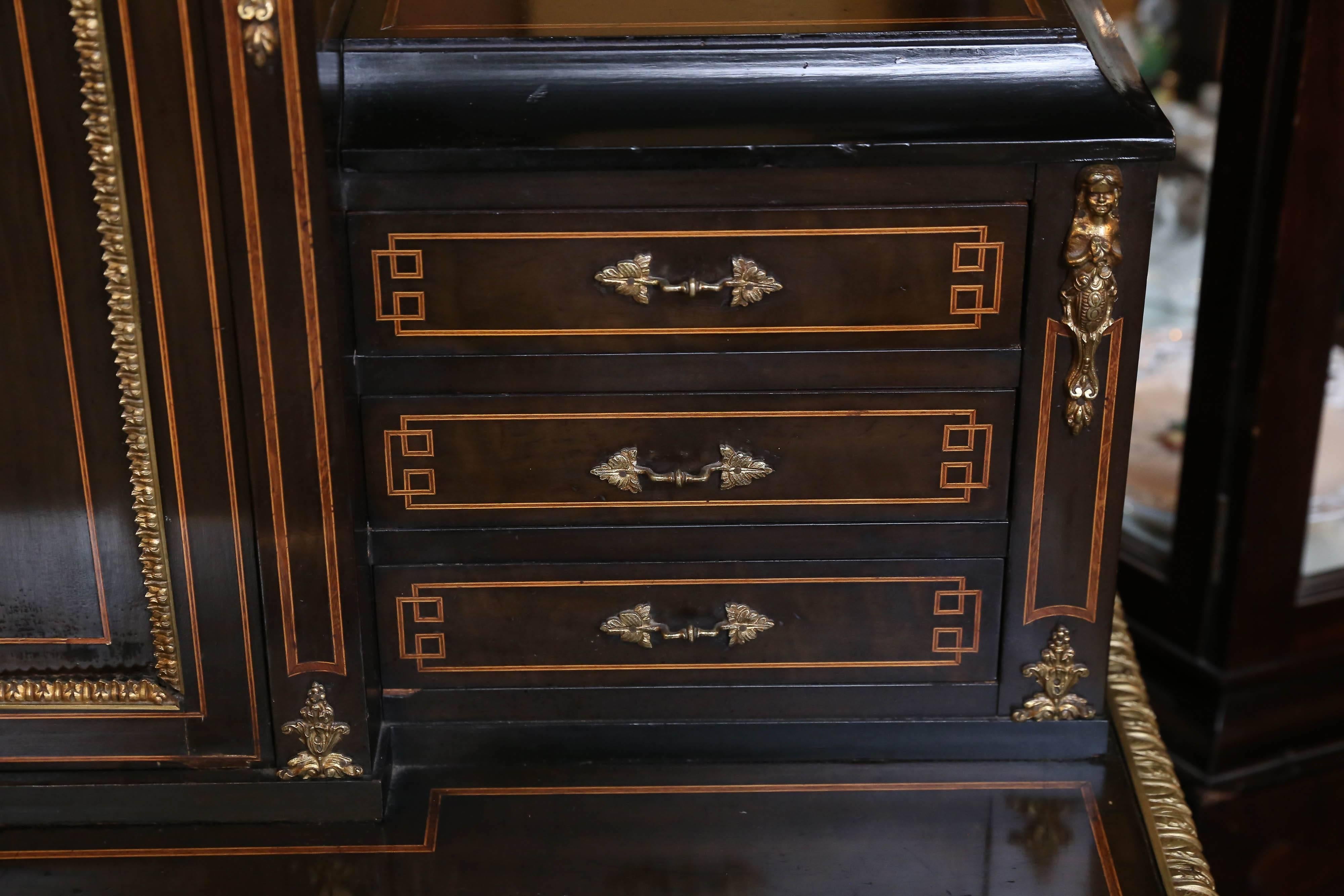 French Desk, Louis XVI Style with Sèvres Mounts and bronze dore accents In Good Condition For Sale In Houston, TX