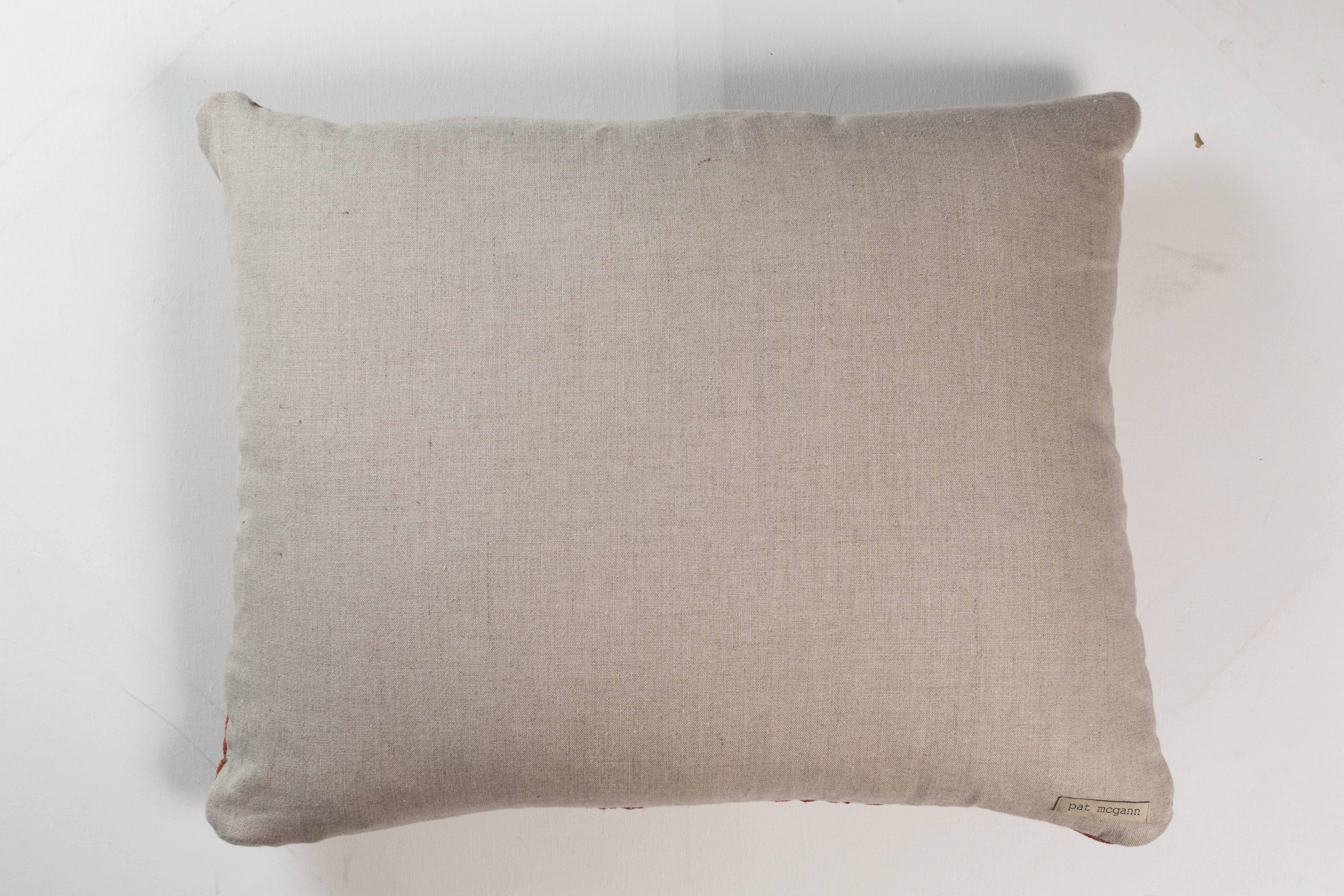 Quilted 19th Century French Linen Quilt Pillow For Sale
