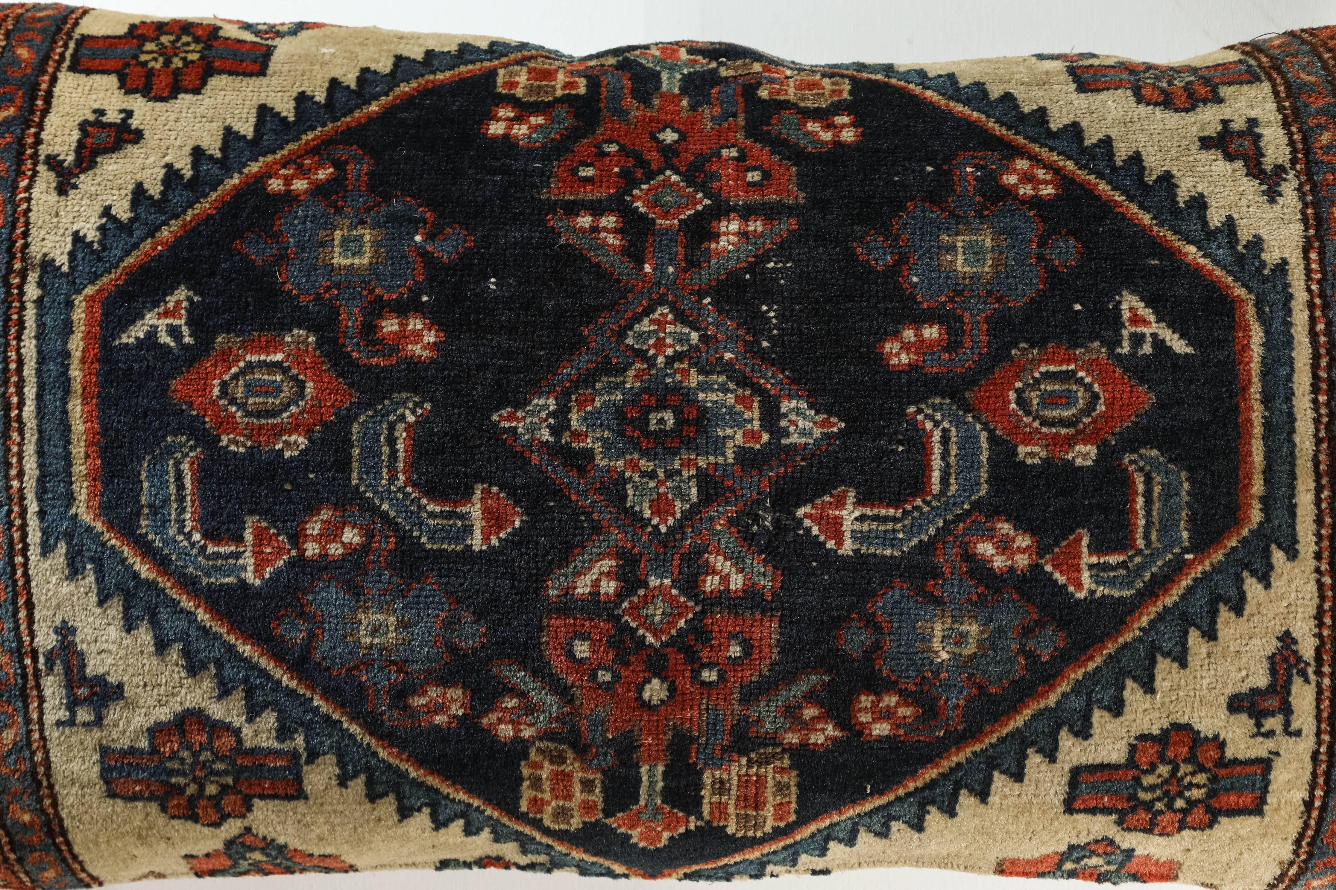 Hand-Knotted Antique Persian Carpet Pillow For Sale
