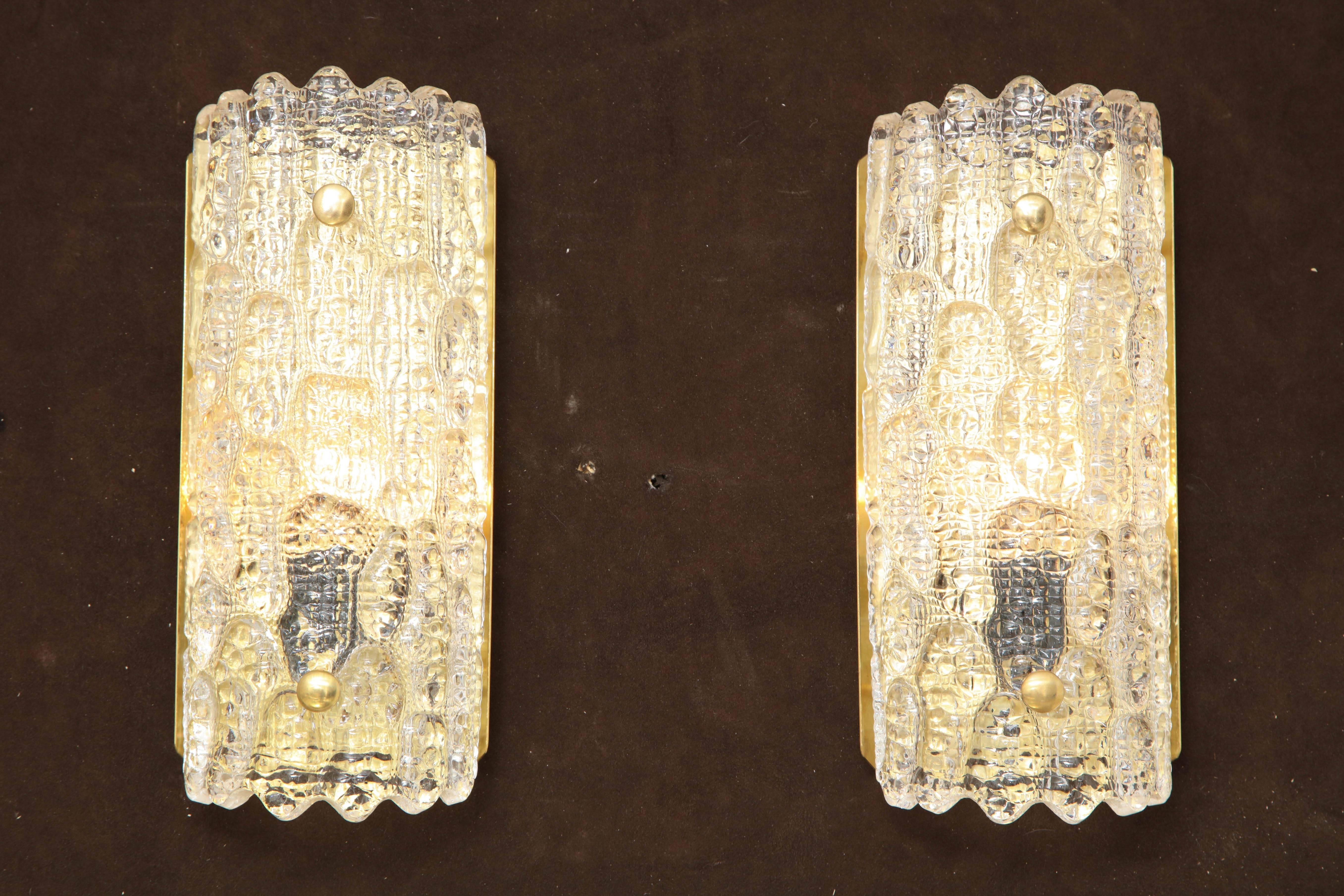 Swedish Pair of Sconces by Carl Fagerlund for Orrefors