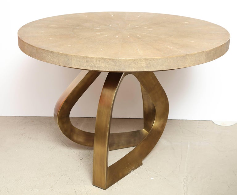 Shagreen Dining Room Table with Bronze Base For Sale at 1stdibs
