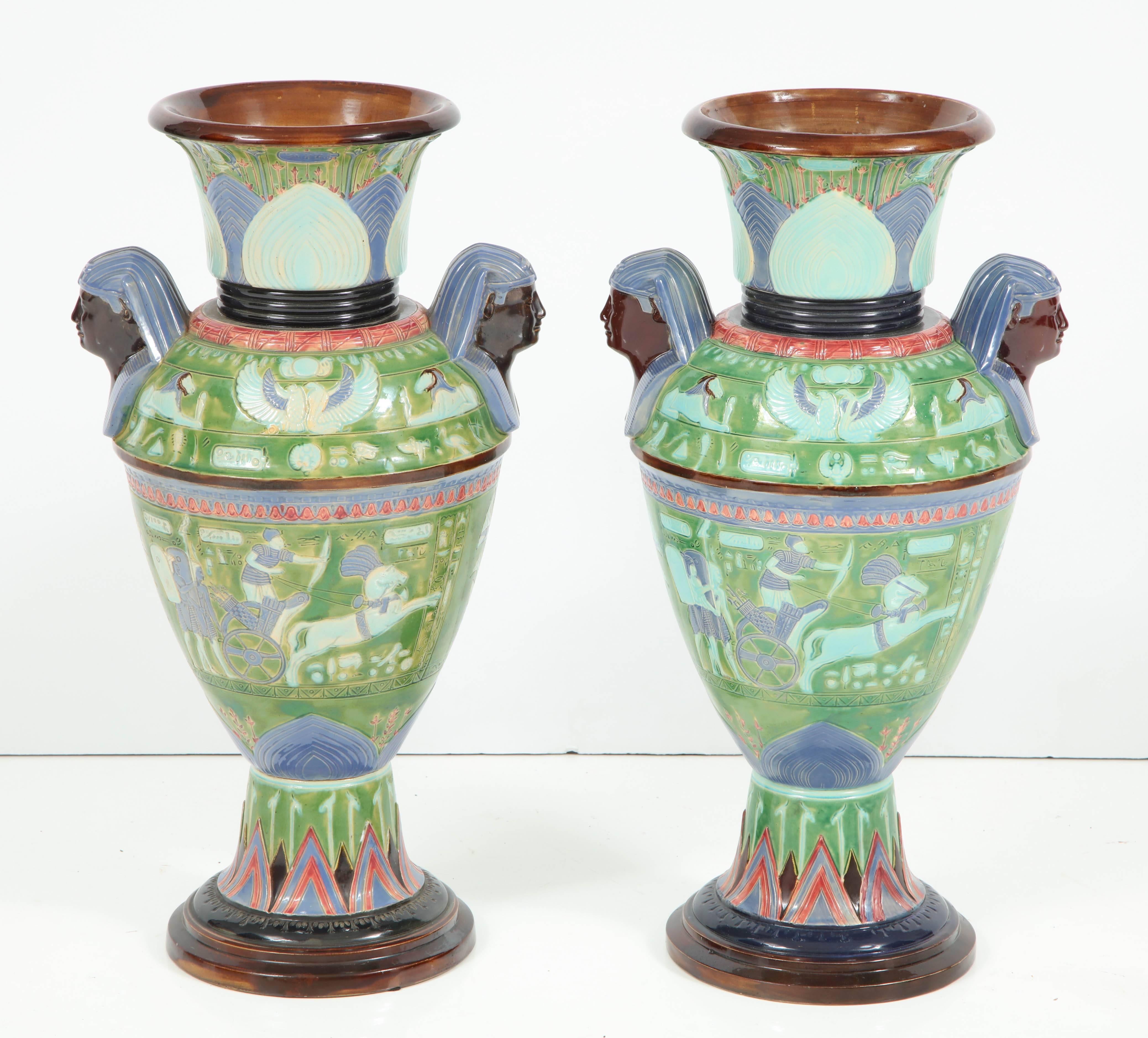 Pair of Egyptian Revival Ceramic Vases 5