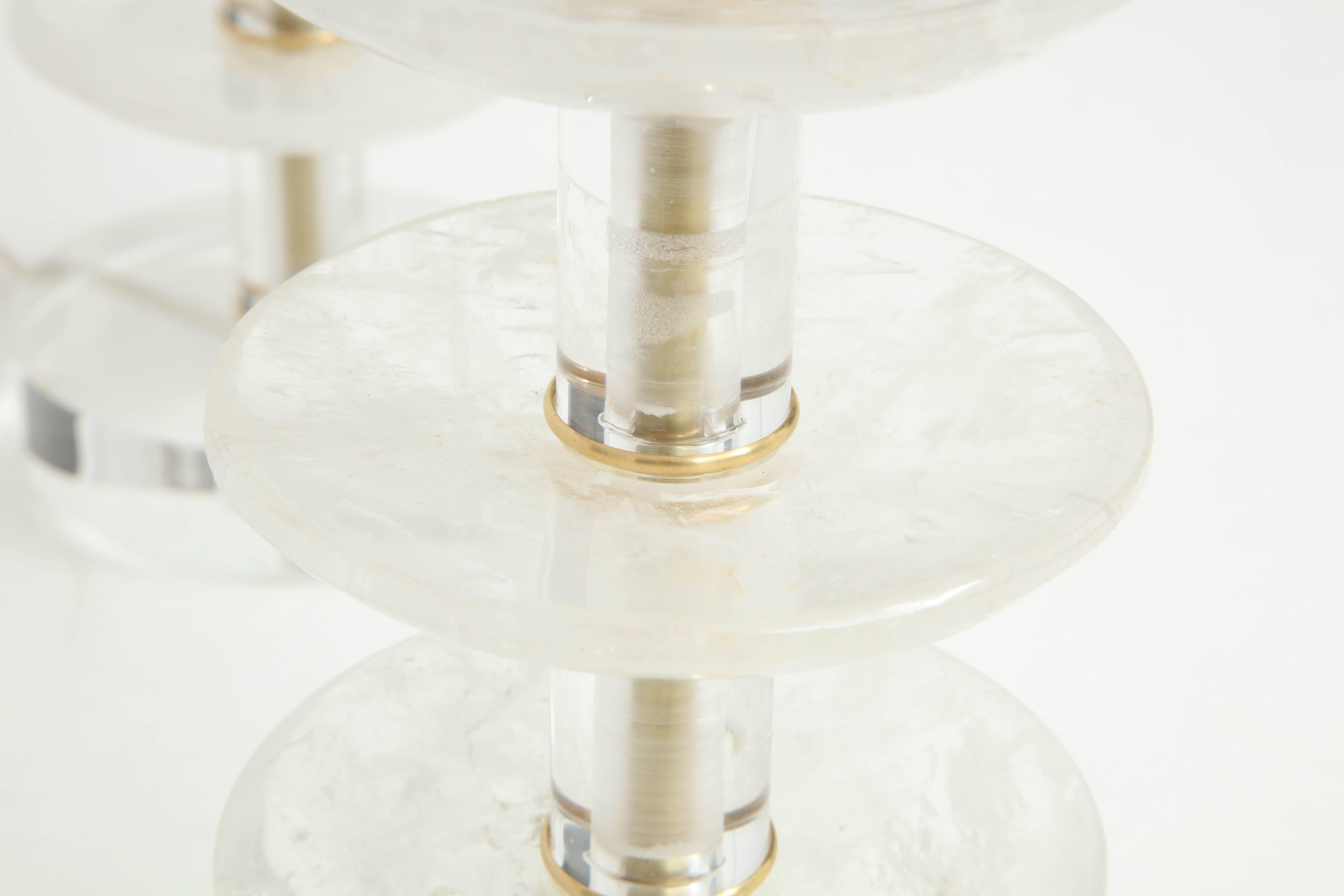 Contemporary Pair of Rock Crystal and Lucite Table Lamps