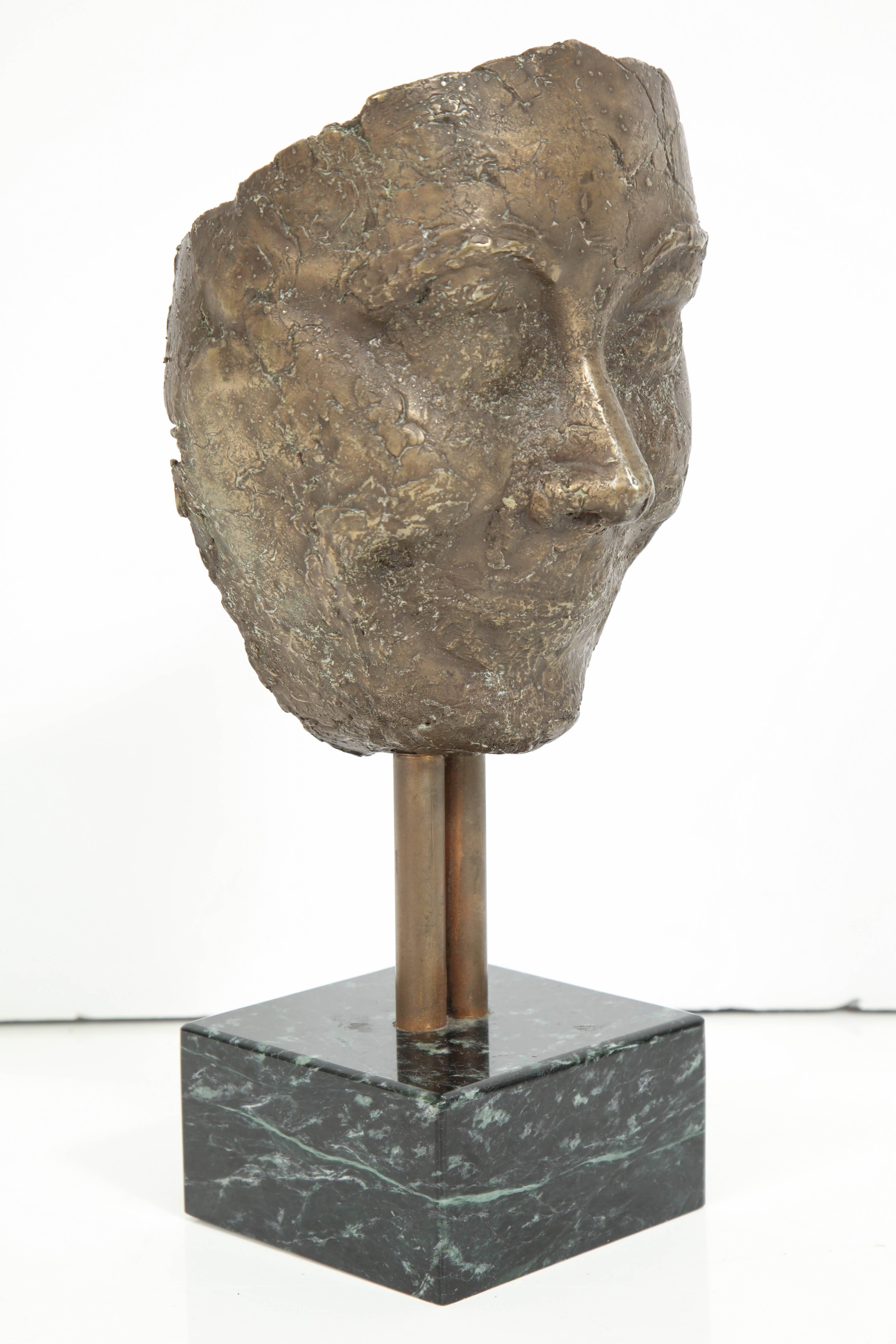 American Classical Bronze Mask on Marble Plinth