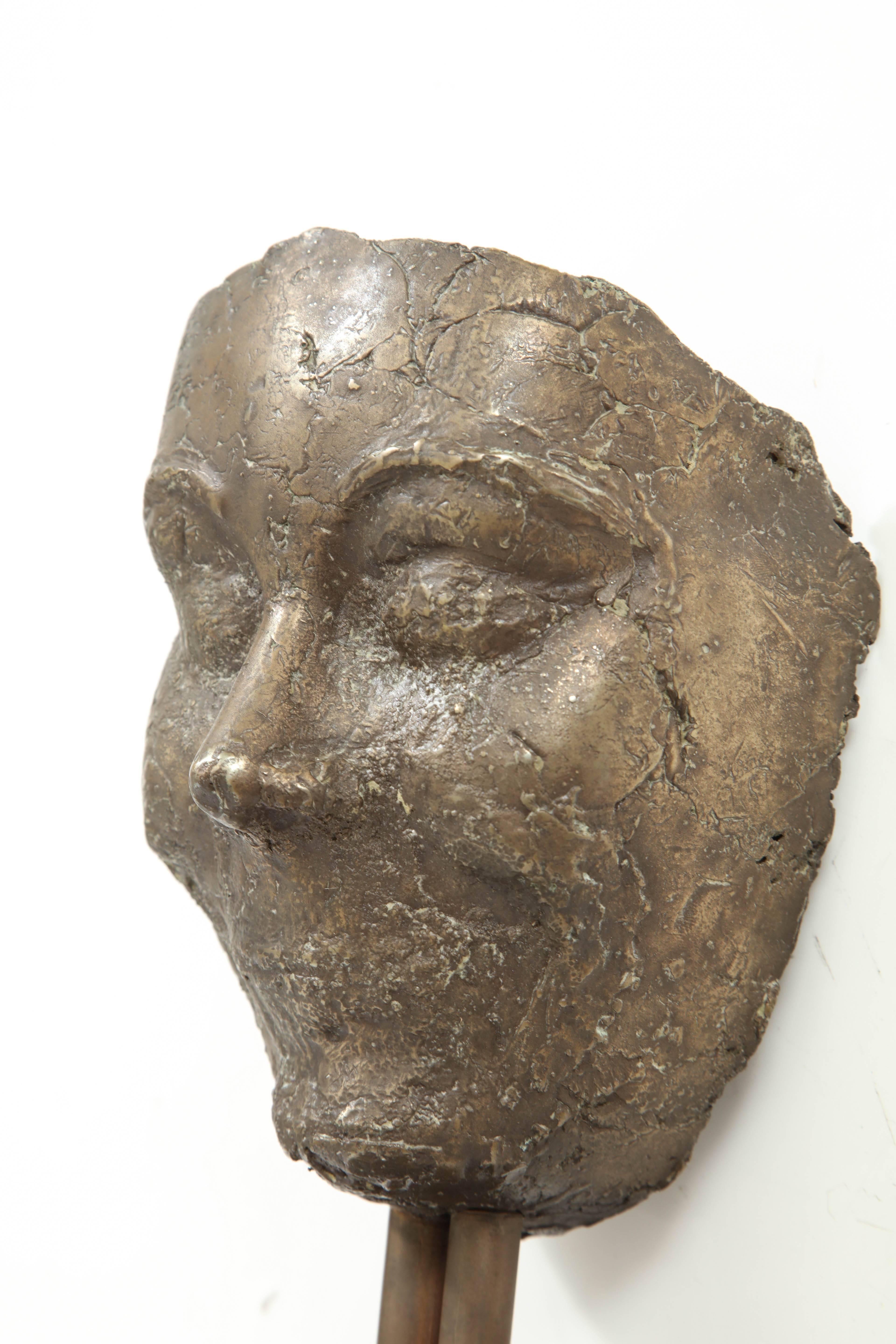 Bronze Mask on Marble Plinth 2