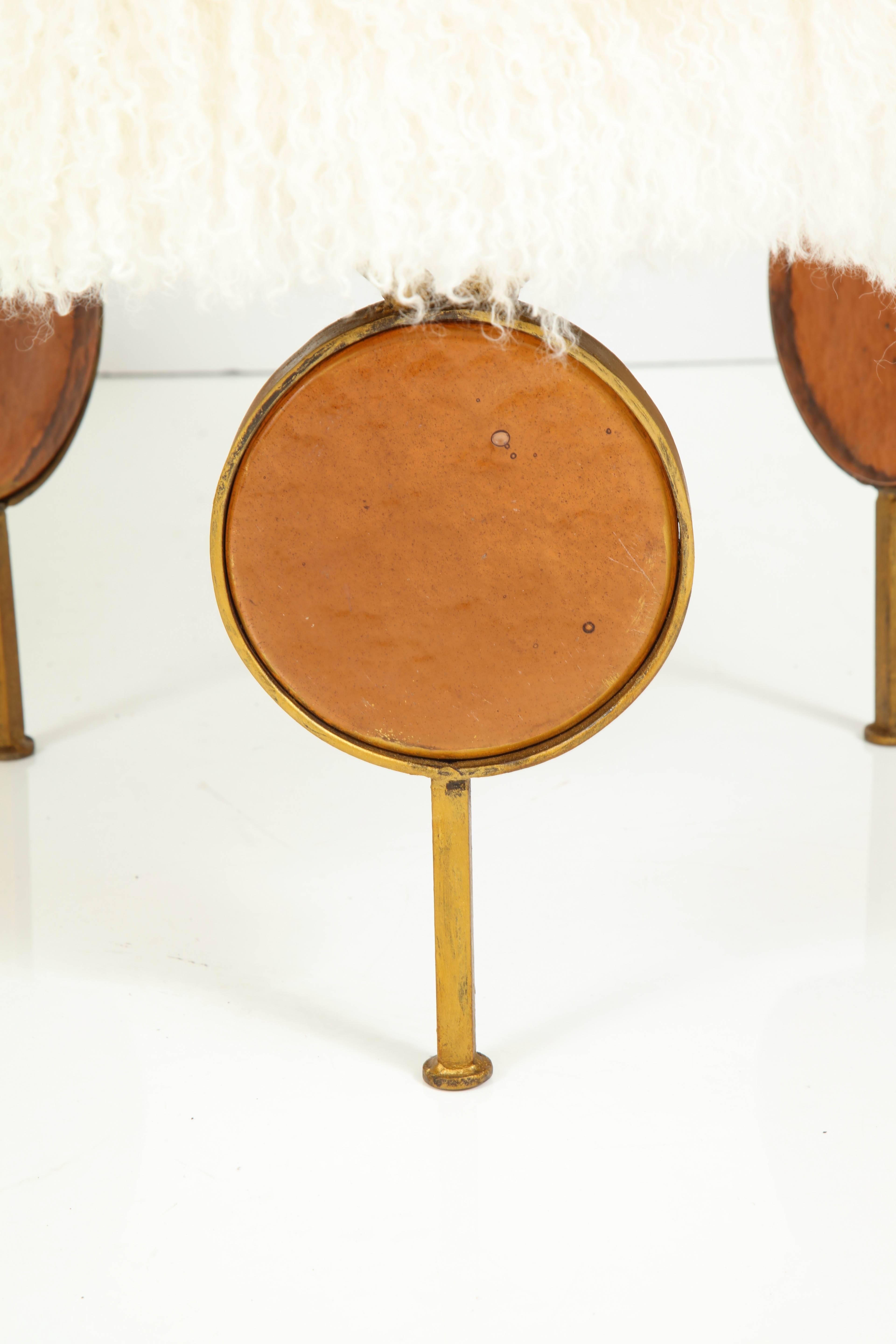 Mexican Feders of Mexico Gilt Wrought Iron and Cast Glass Ottomans