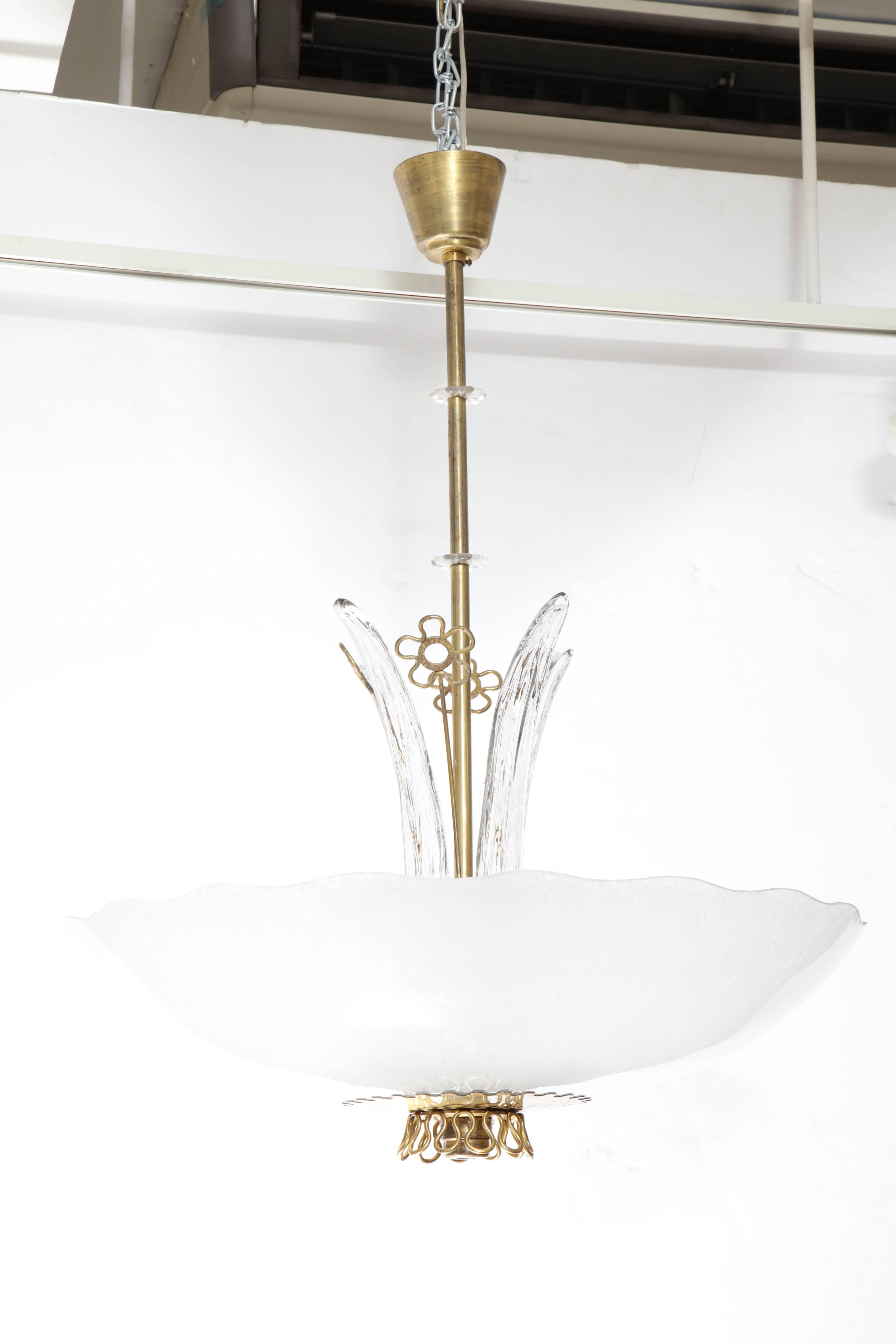 Pair of Swedish Orrefors Chandeliers, circa 1940s In Excellent Condition In New York, NY