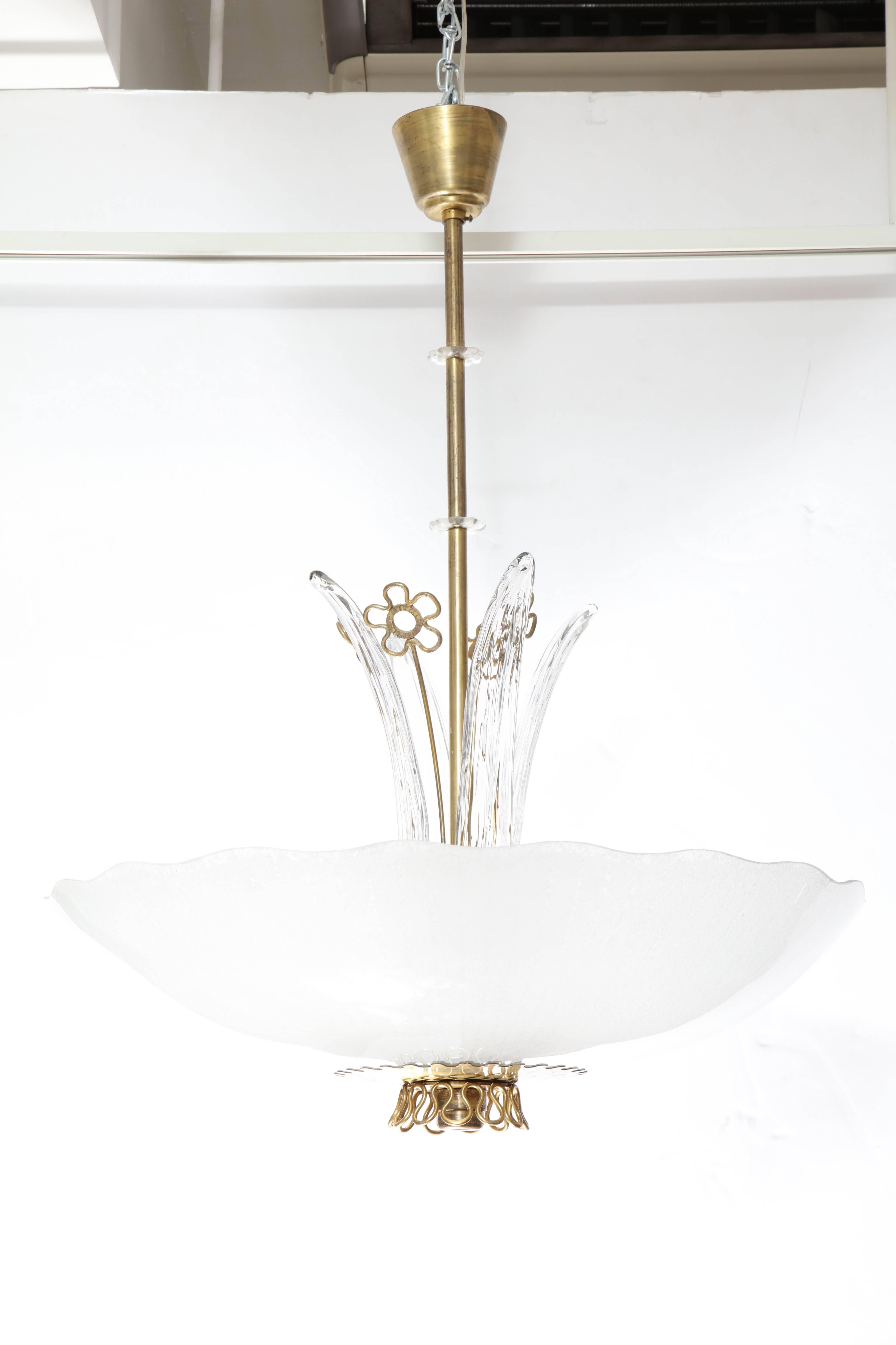 Mid-20th Century Pair of Swedish Orrefors Chandeliers, circa 1940s