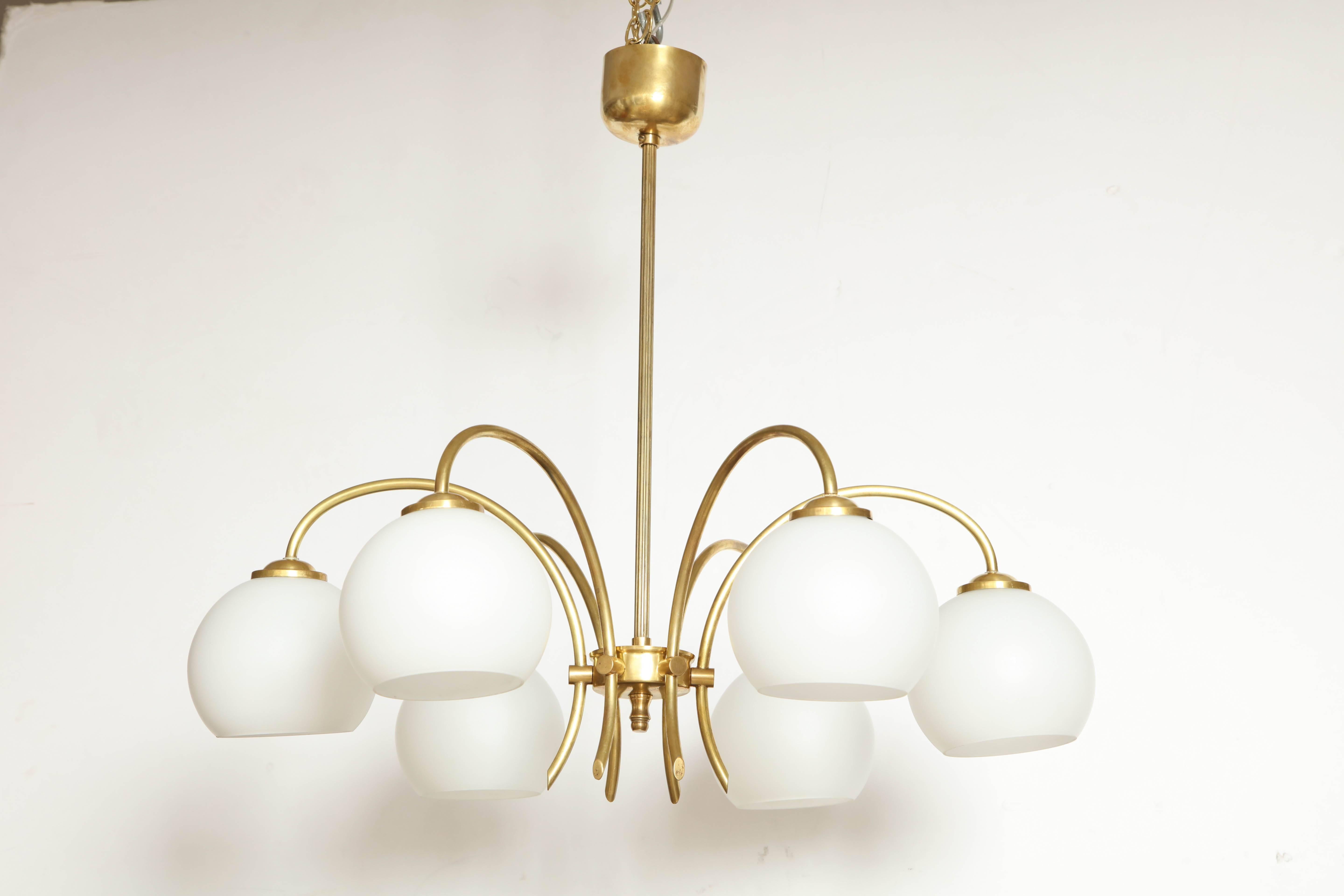 brass and glass chandelier