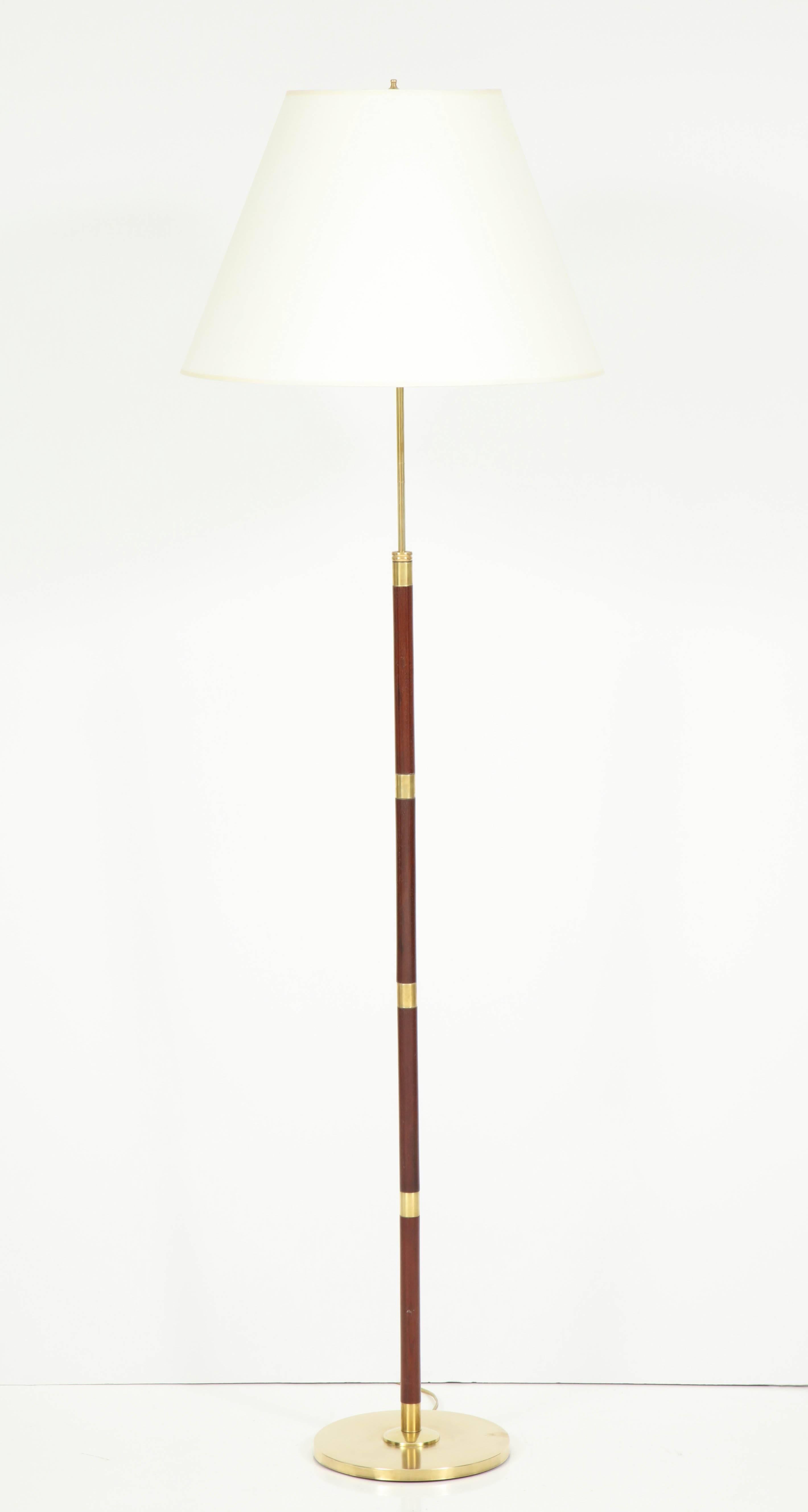 Scandinavian Modern Danish Rosewood and Brass Floor Lamp by Fog & Mørup, circa 1960s