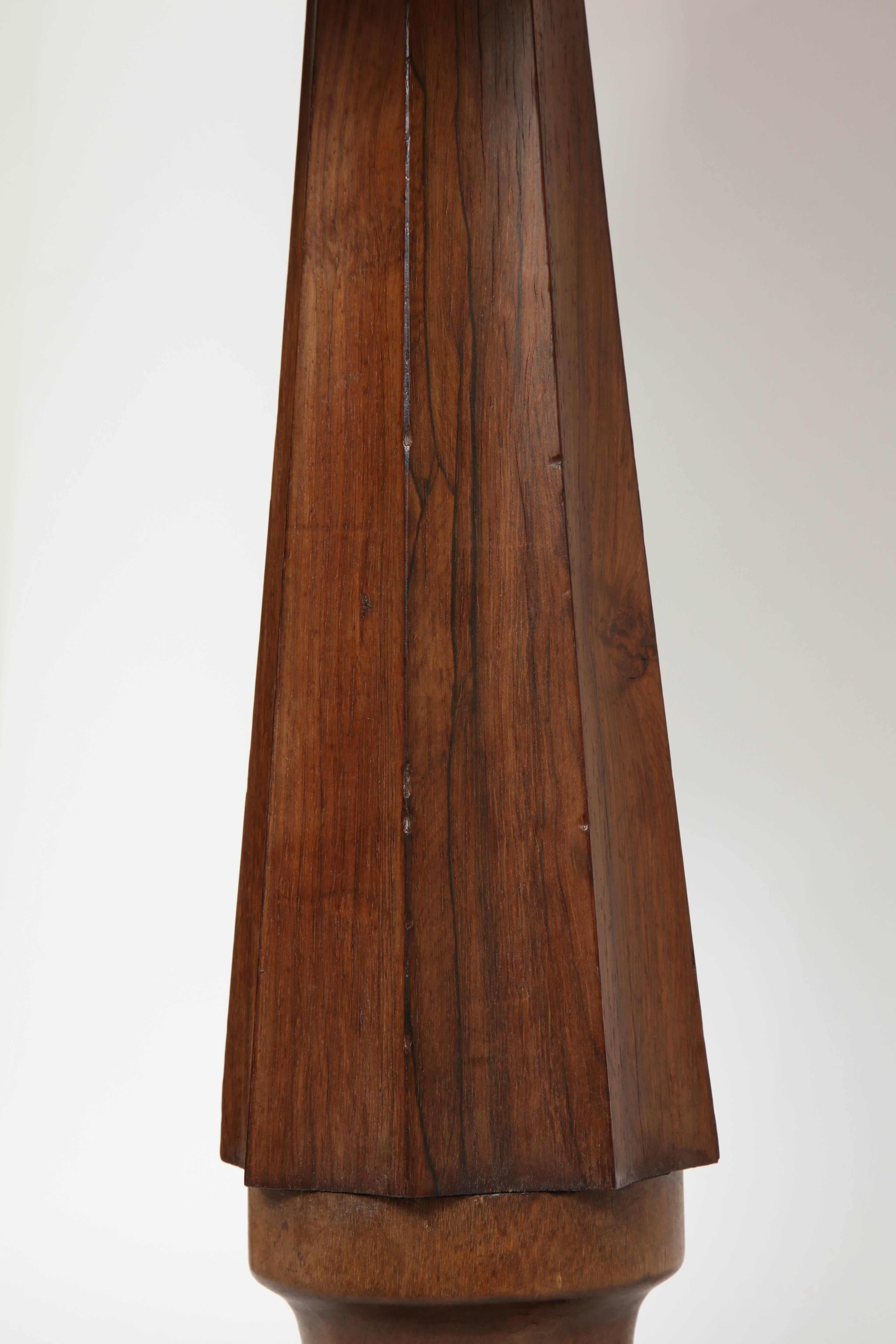 American Pair of Antique Wood Column Lamps