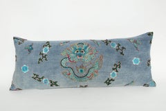 Vintage Blue Japanese Theatre Kimono Pillow