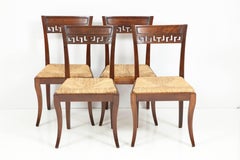 Set of Four Mahogany Chairs with Rush Seats