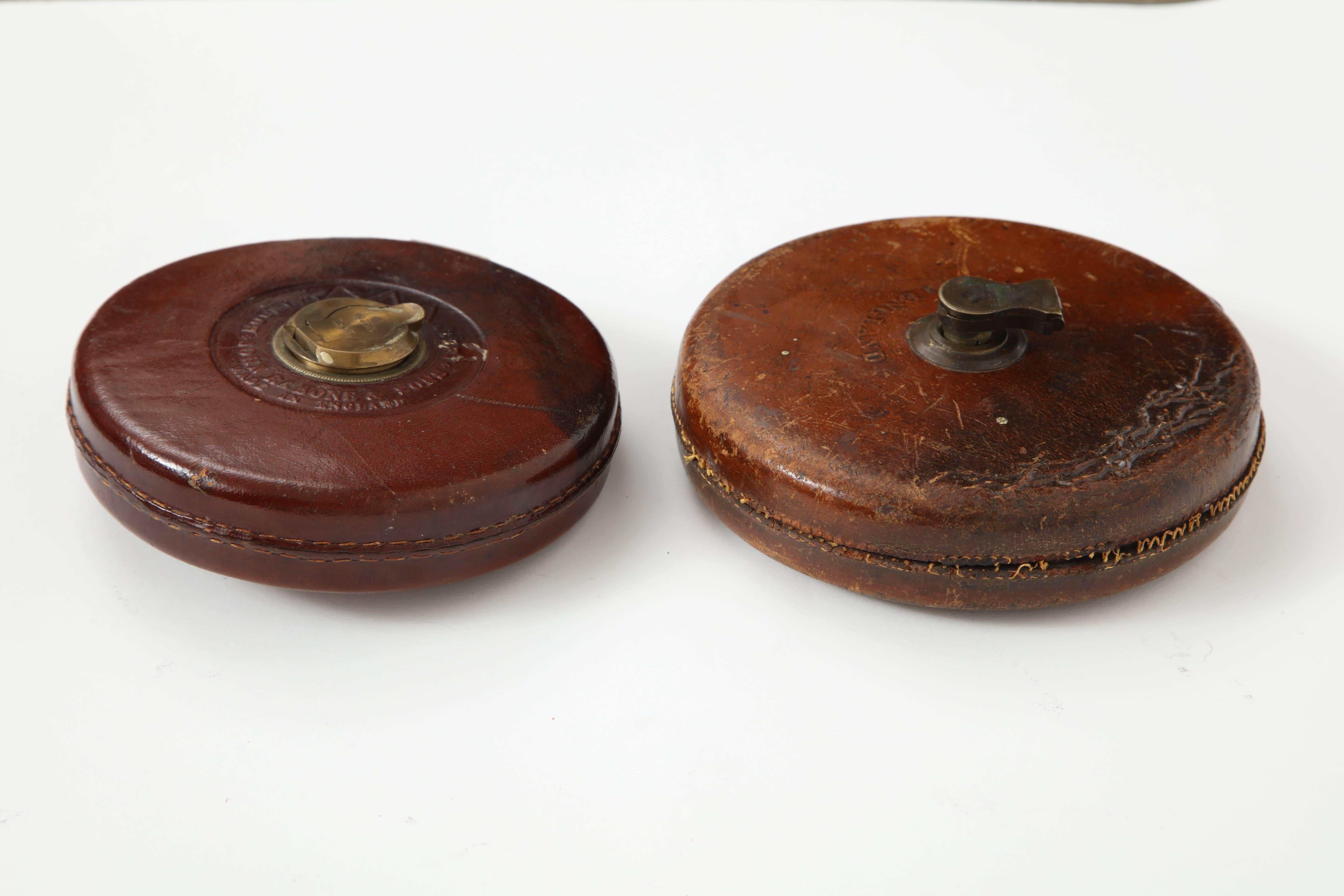 Vintage Leather and Brass Tape Measure For Sale 2