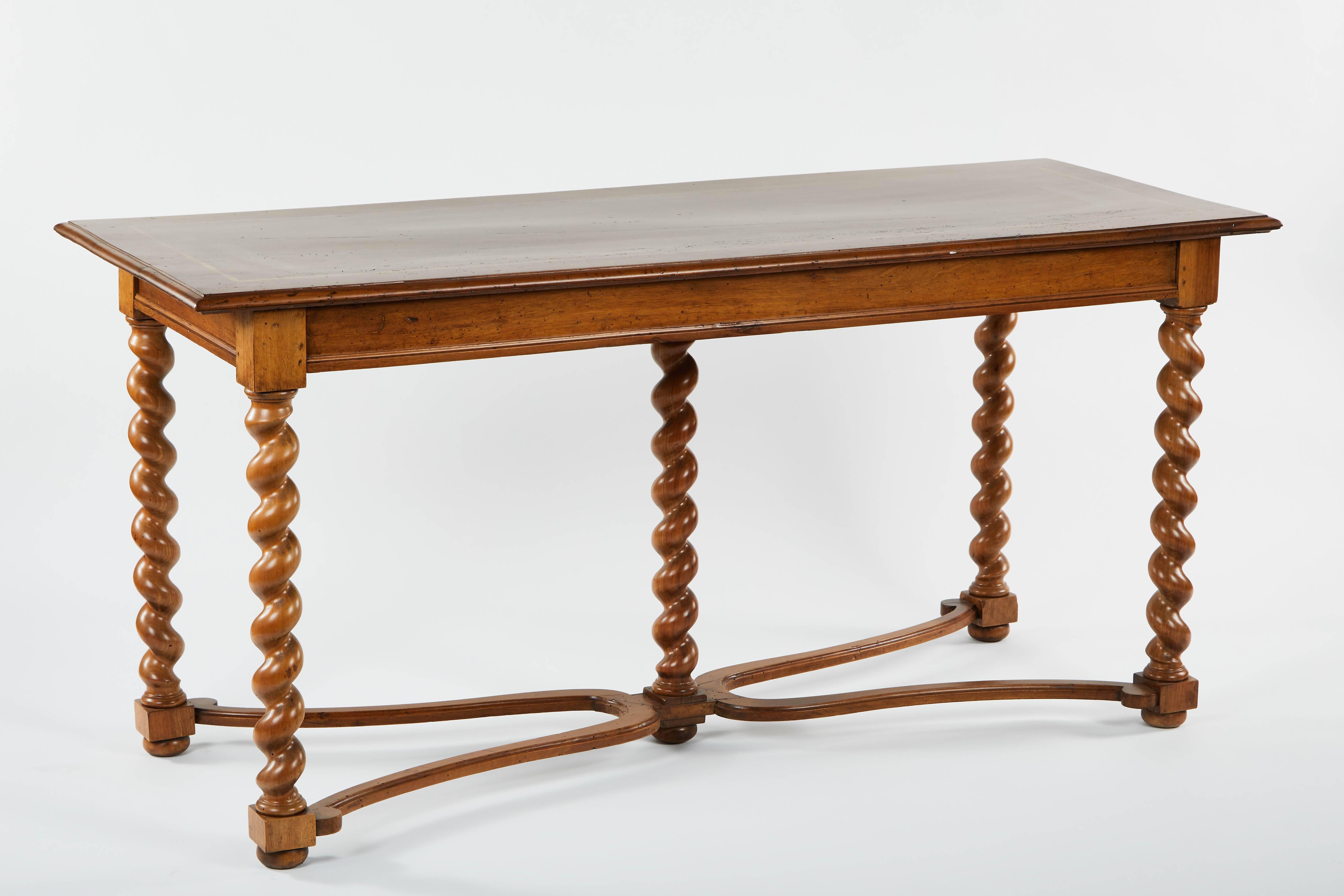 Wood Midcentury French Oak Barley Twist Table or Desk