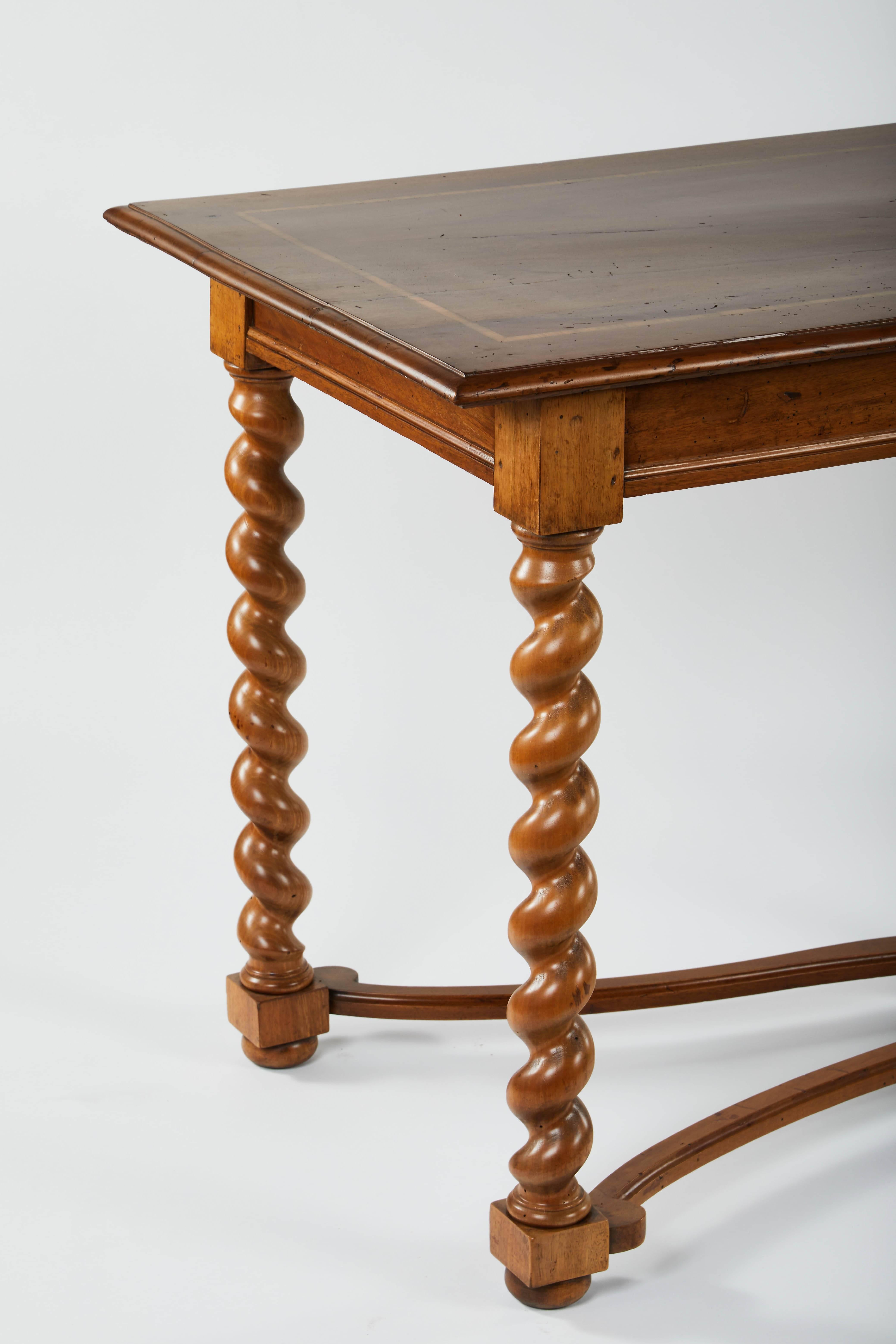 Midcentury French Oak Barley Twist Table or Desk 1