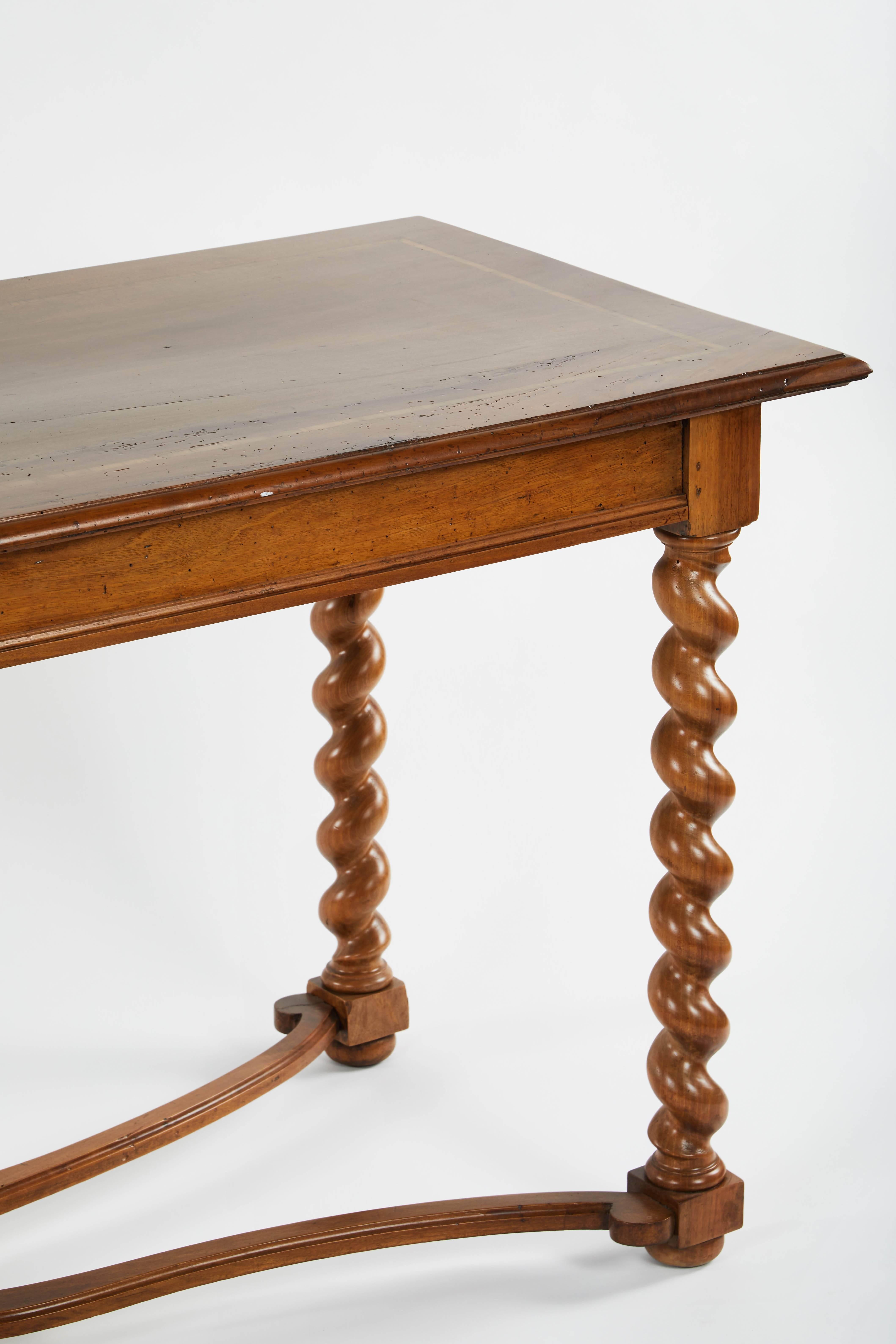 Midcentury French Oak Barley Twist Table or Desk 2