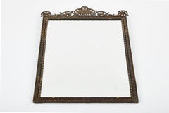 Spanish Gilded Iron Wall Mirror with Figural Bird and Scroll Details, circa 1930