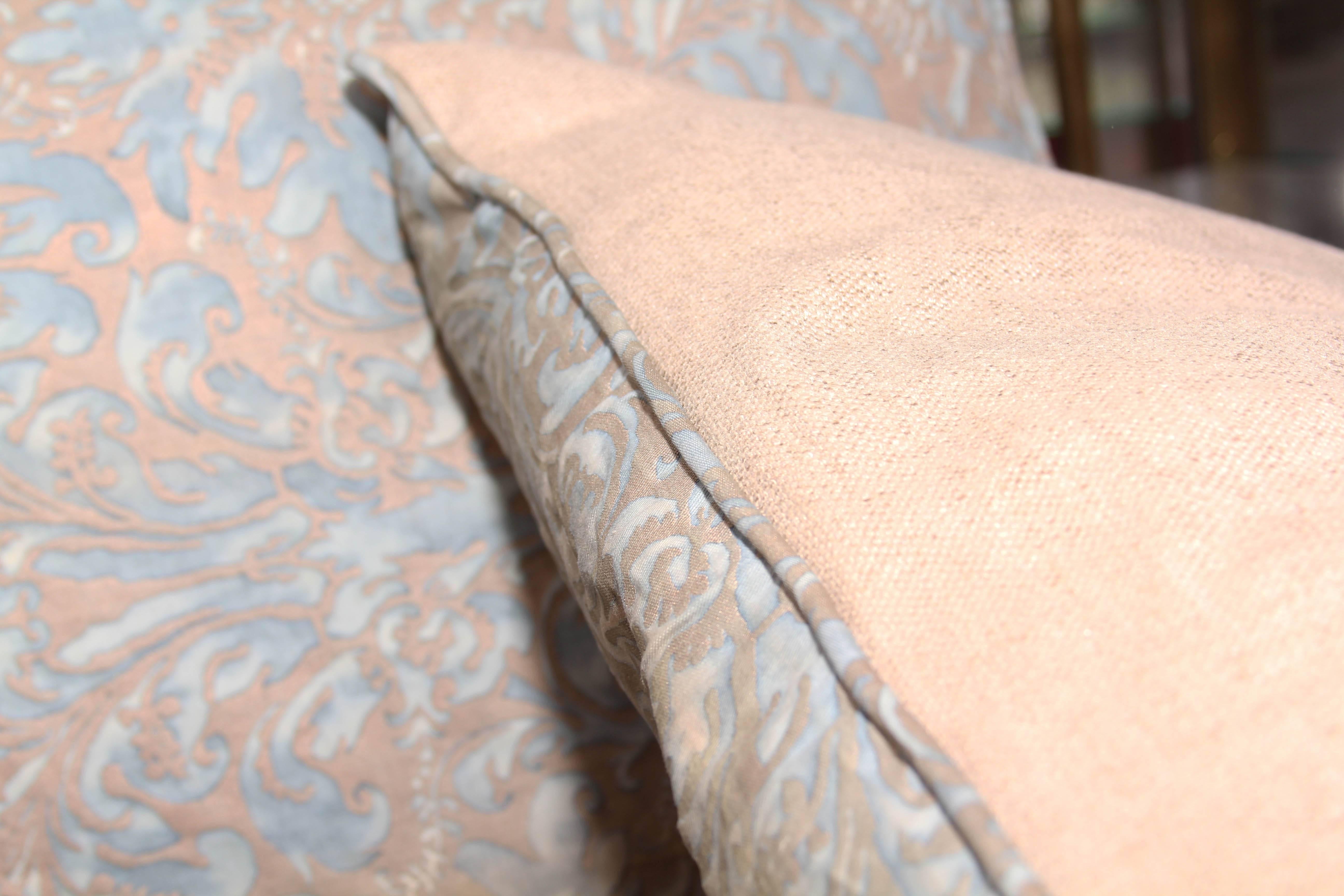 20th Century Group of Three Fortuny and Linen Pillows