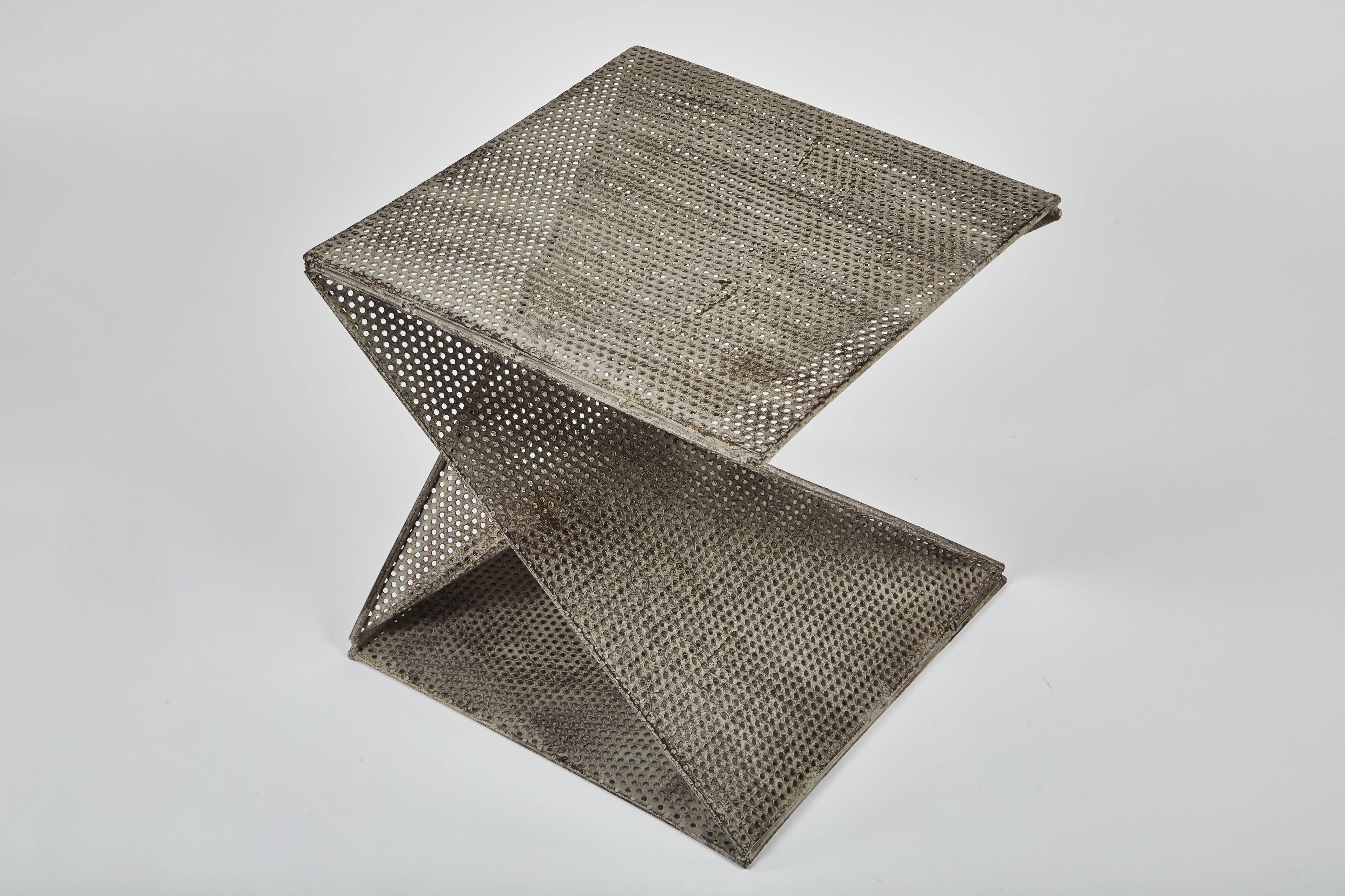 French Pair of Mathieu Matégot Style Geometric Side Tables