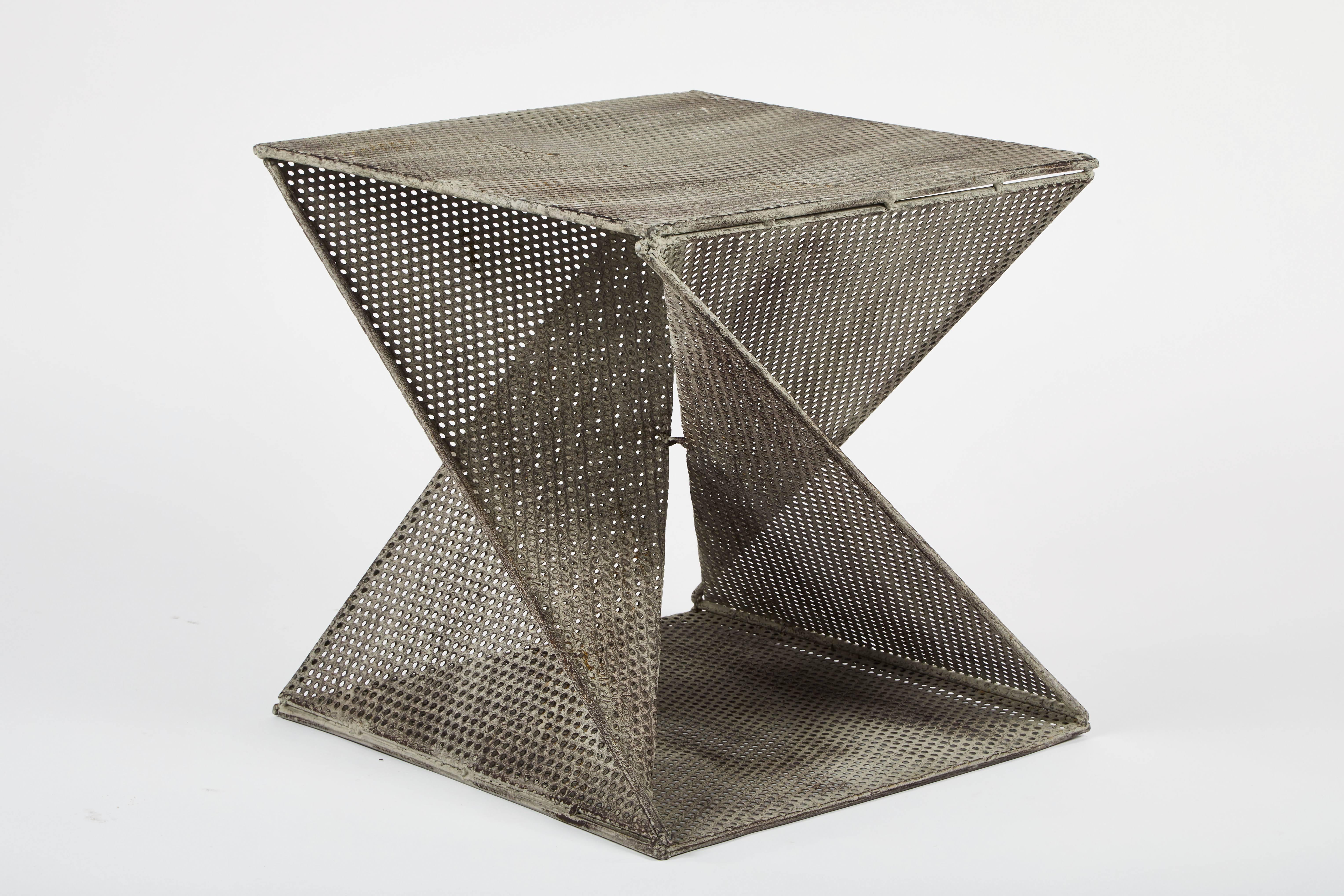 20th Century Pair of Mathieu Matégot Style Geometric Side Tables