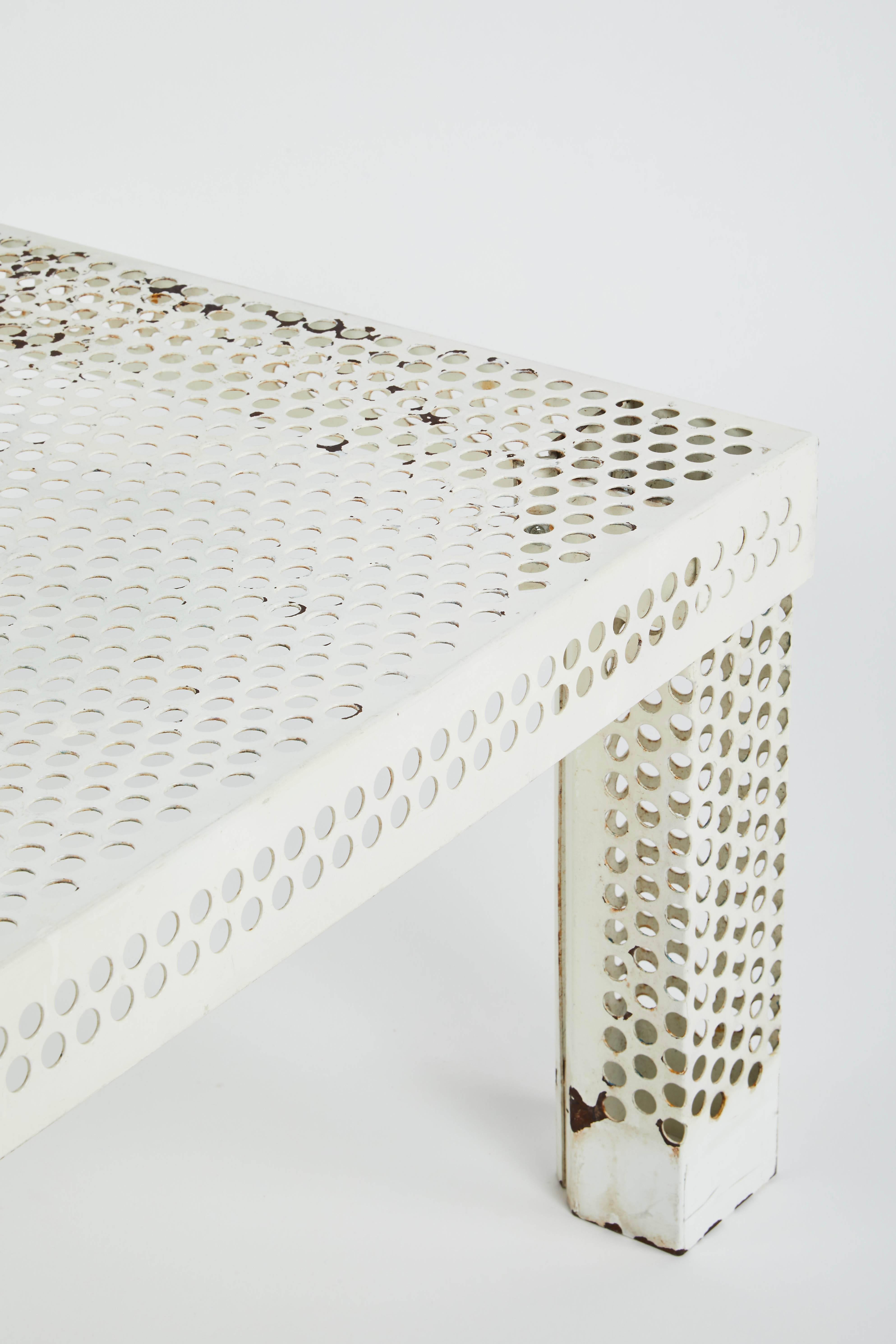 Mid-Century Modern Mathieu Matégot Style Perforated White Metal Coffee Table