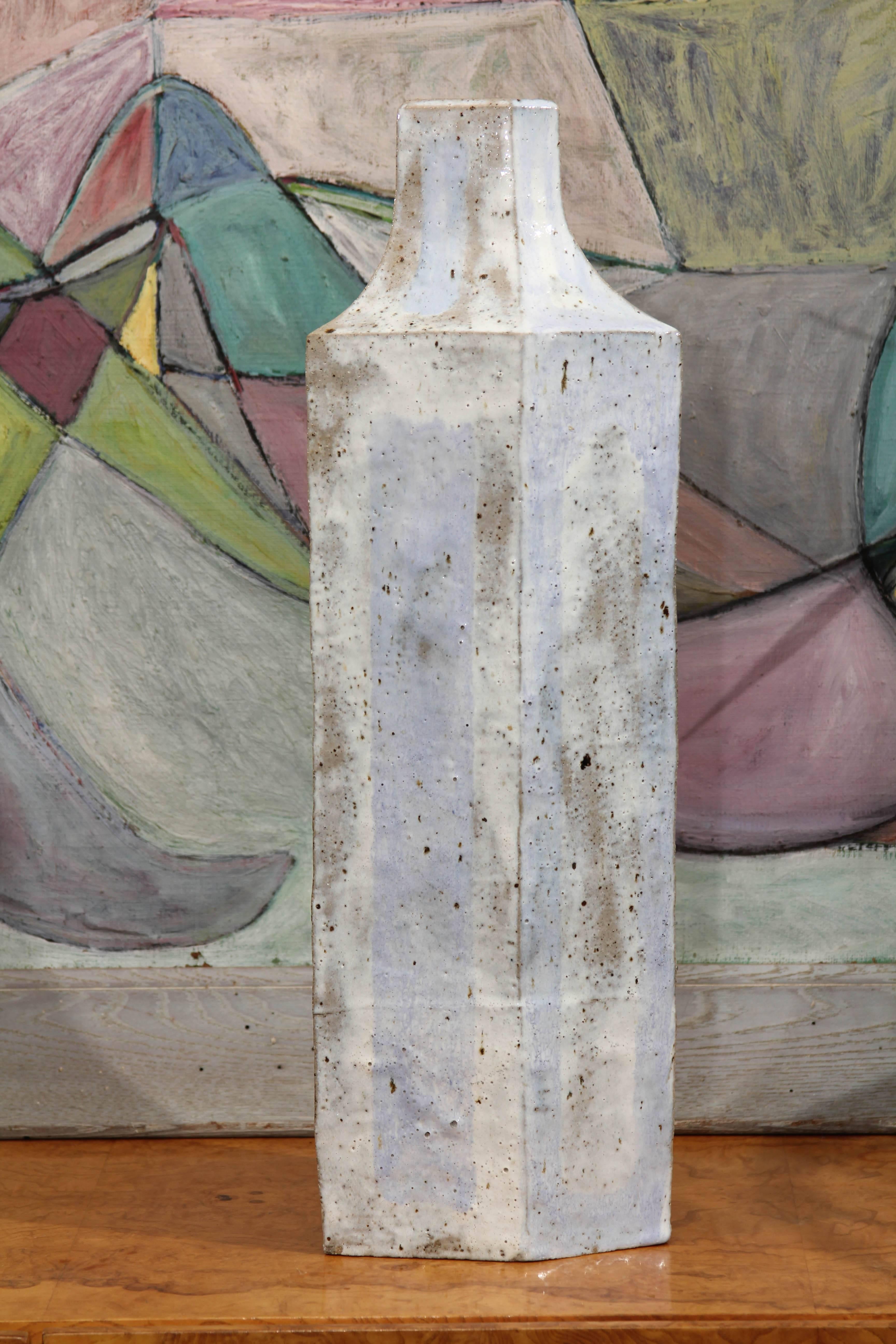 Wonderful five-sided asymmetrical glazed pottery vase or sculpture.