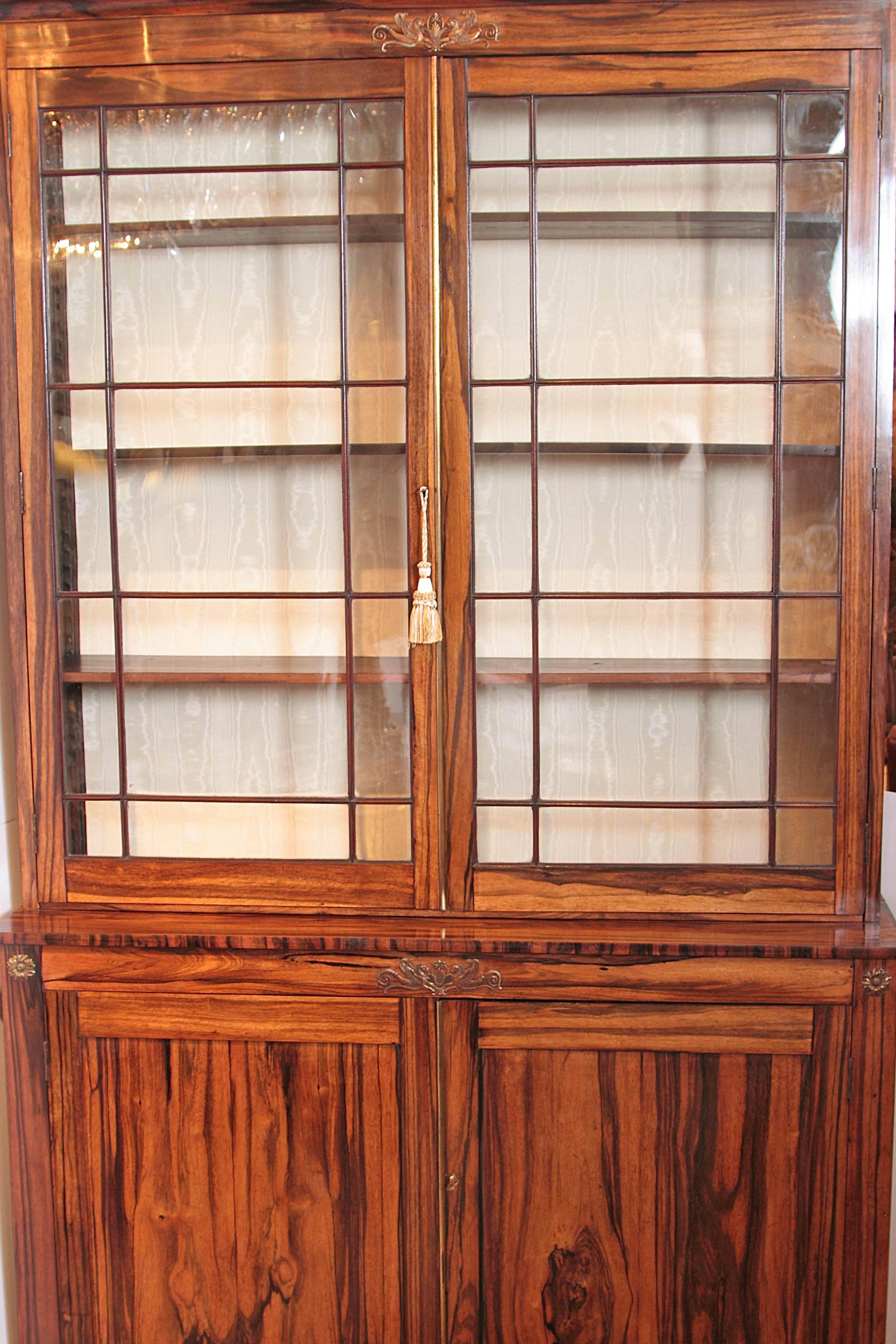 Pair of Fine Period Regency Rosewood Cabinets with Bronze Details In Excellent Condition In Dallas, TX