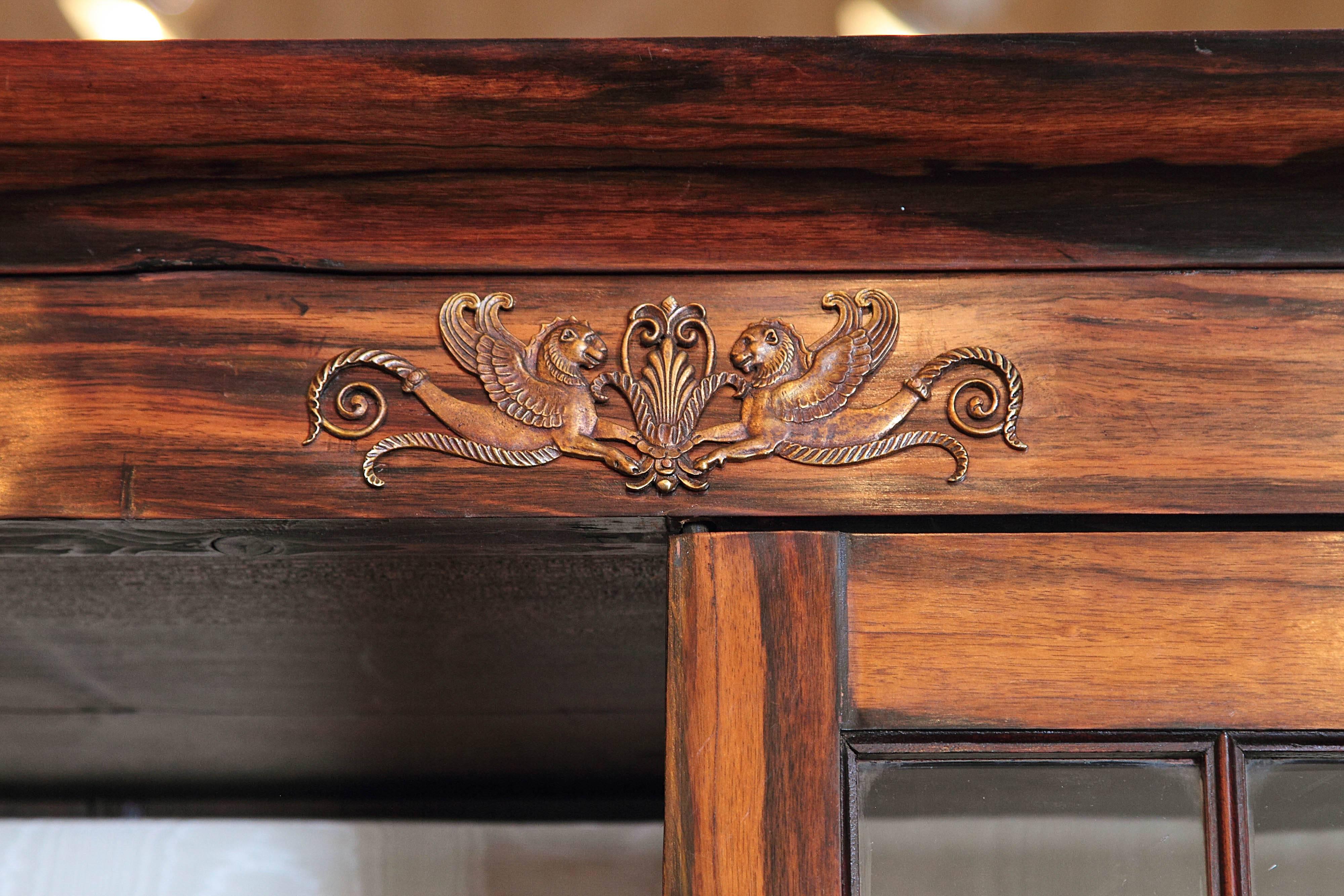 Pair of Fine Period Regency Rosewood Cabinets with Bronze Details 4