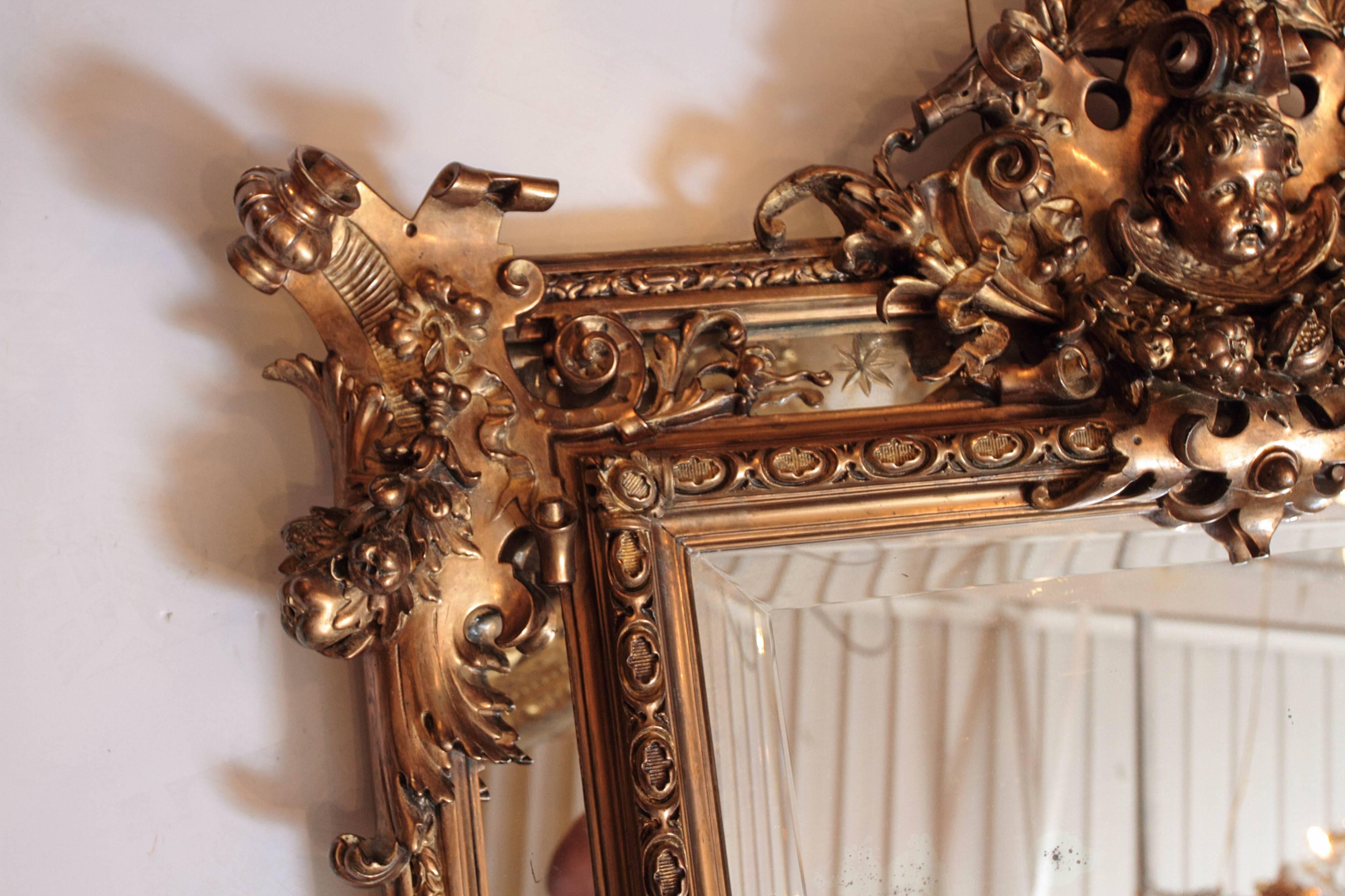 19th Century French Louis Philippe Gilt Carved Mirror For Sale 1