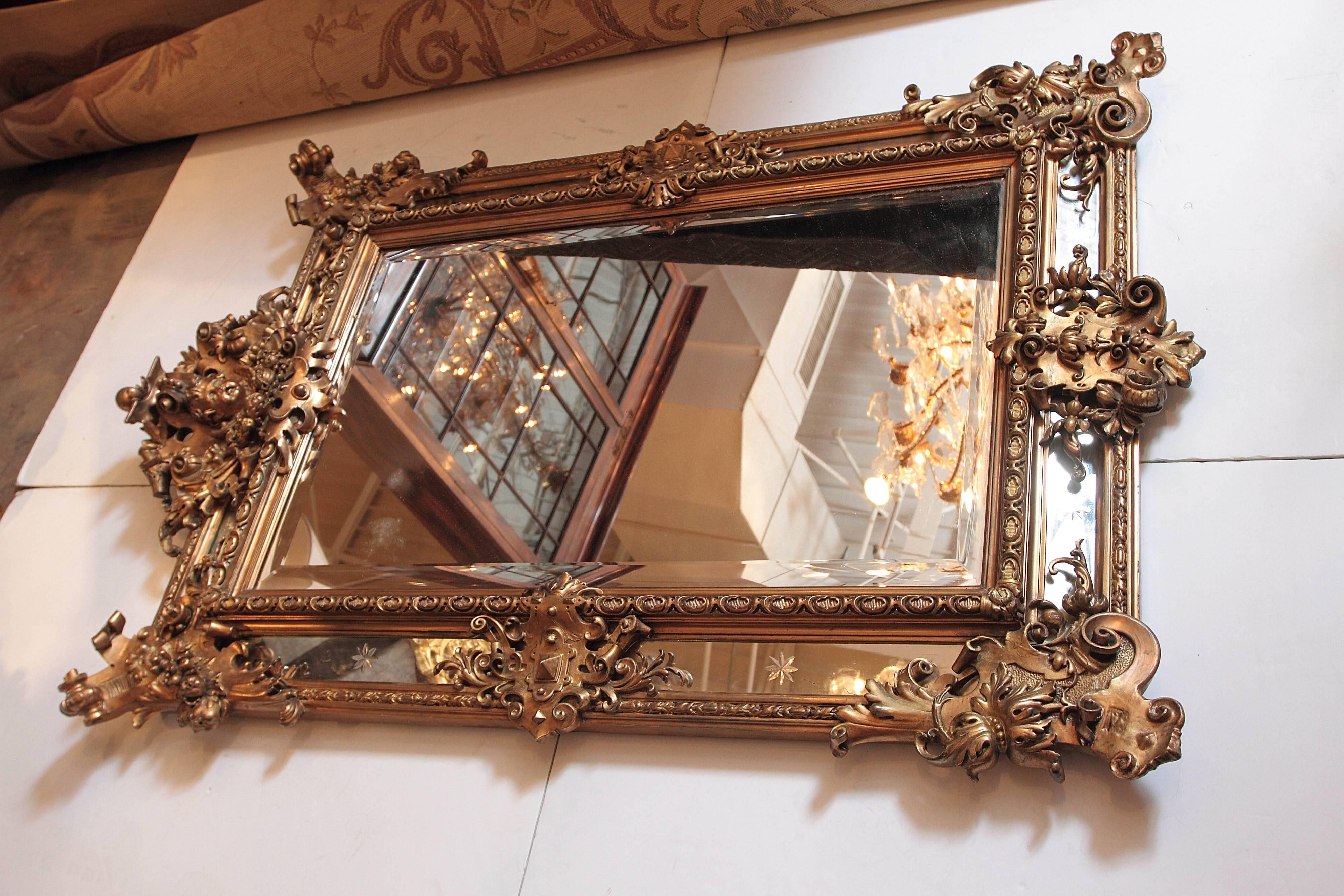 19th Century French Louis Philippe Gilt Carved Mirror For Sale 3