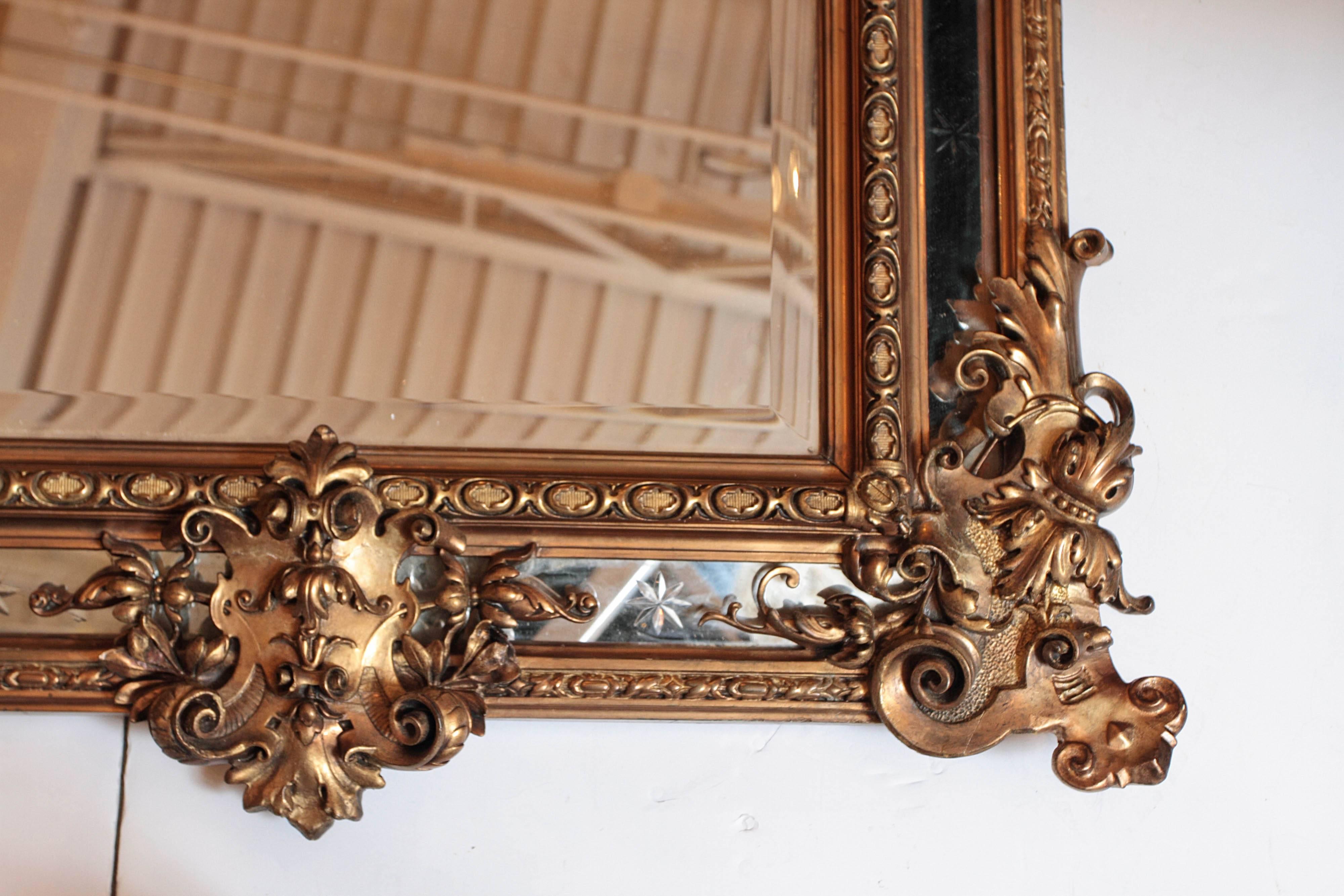 19th Century French Louis Philippe Gilt Carved Mirror For Sale 4