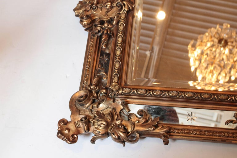 19th Century Louis Philippe Gilt Mirror with Crown For Sale at 1stDibs