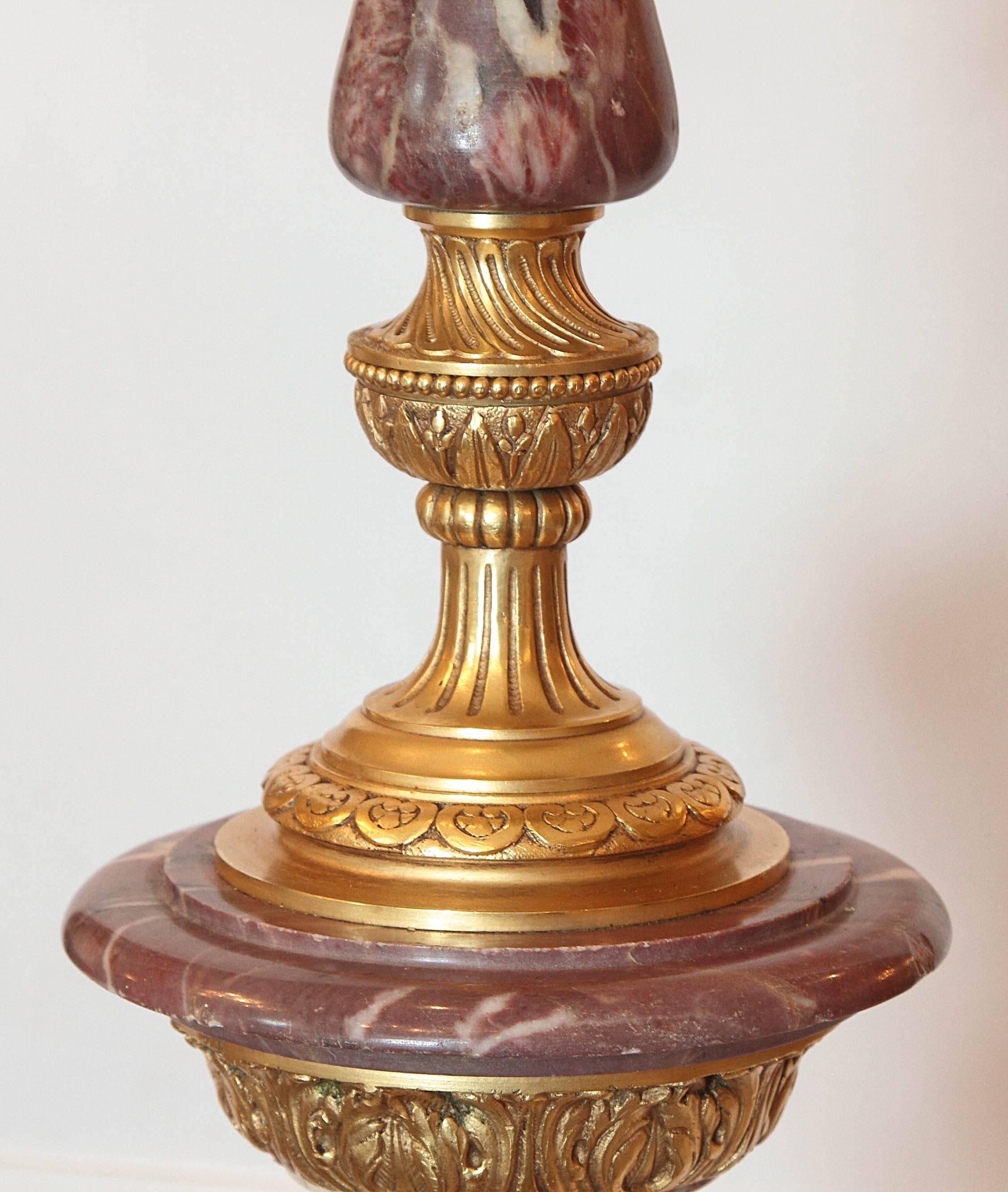 19th Century French Marble and Gilt Bronze Fine Floor Lamp For Sale 3