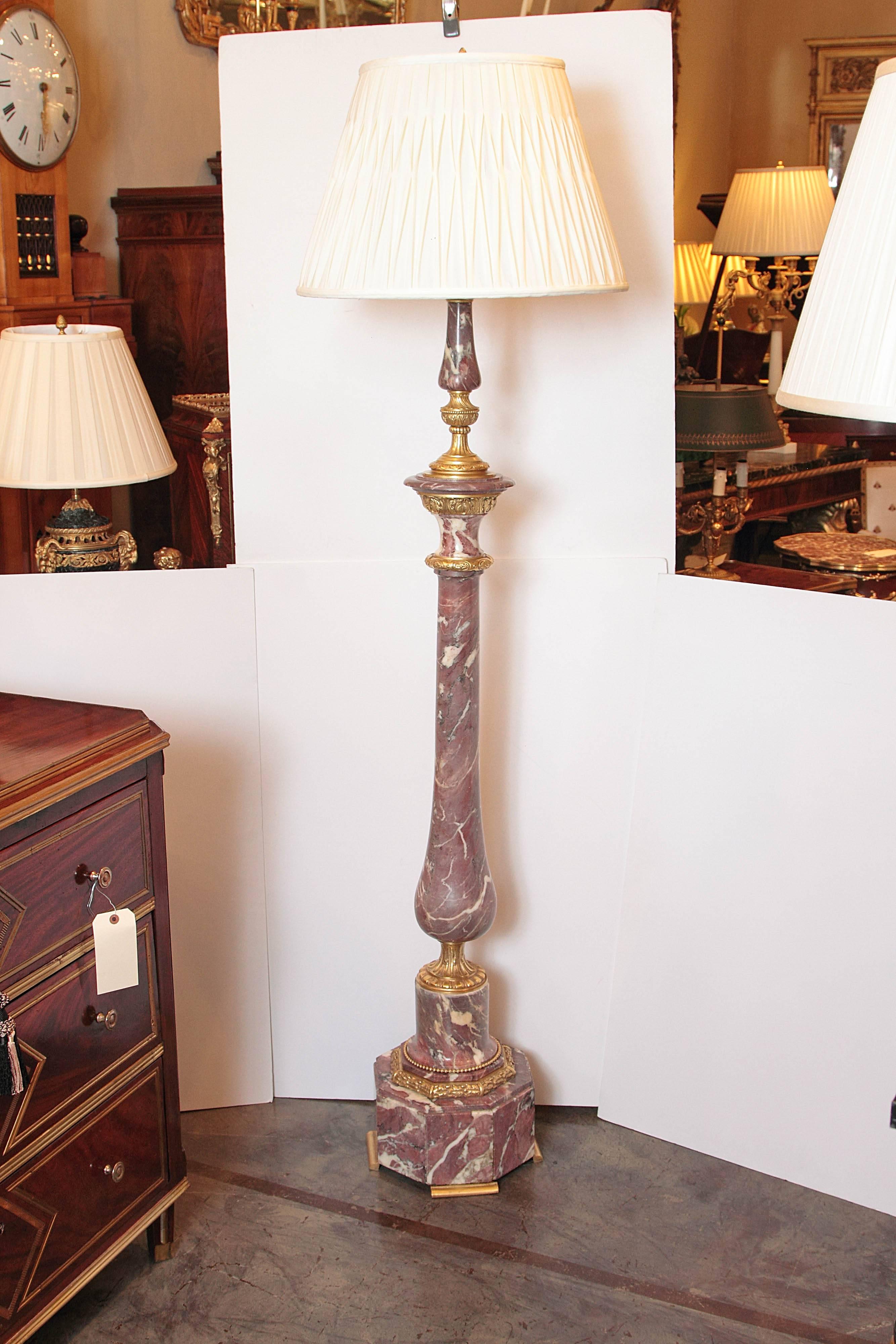 19th Century French Marble and Gilt Bronze Fine Floor Lamp For Sale 4