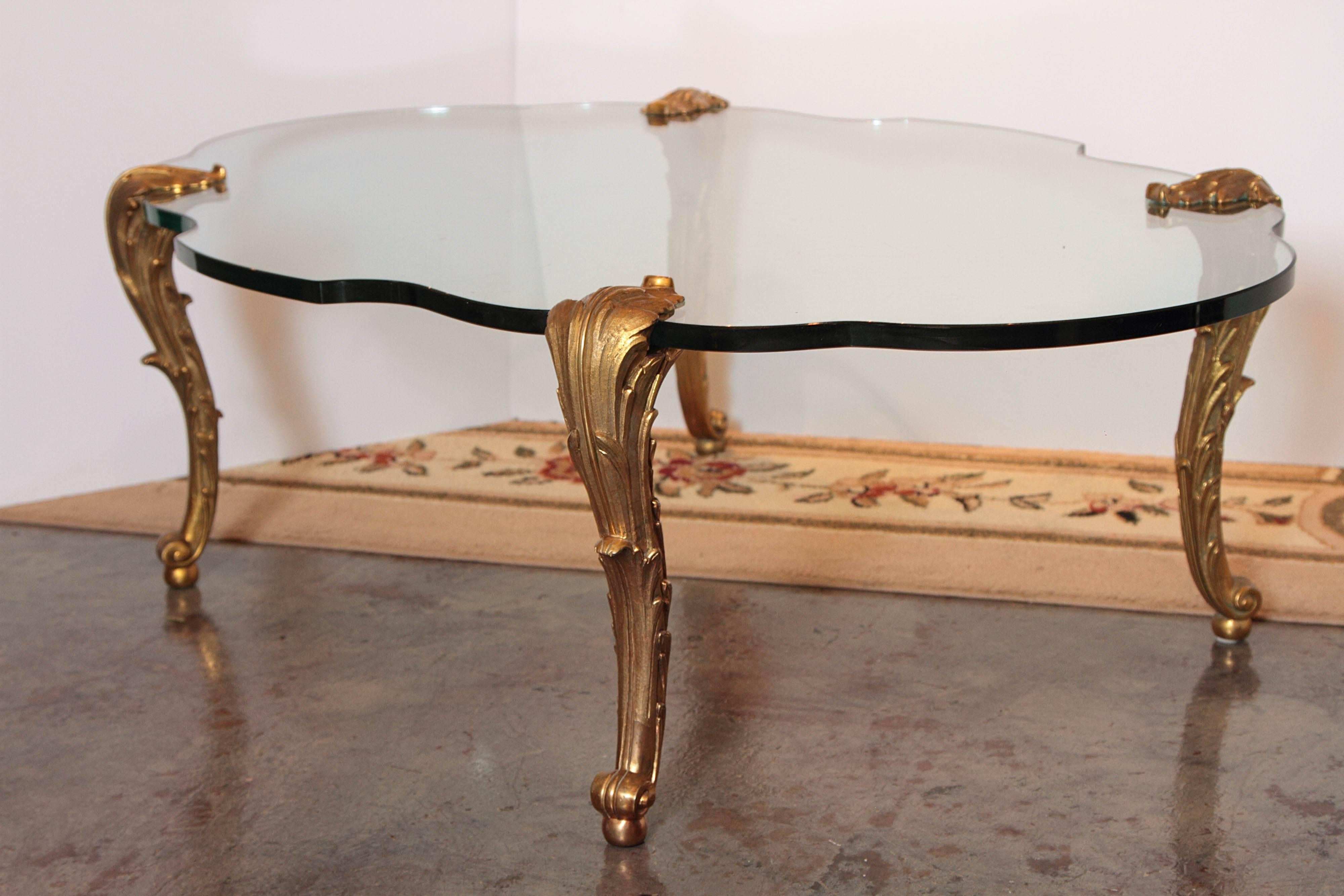 Mid-20th Century Gilt Bronze Legged Cocktail Table Signed P.E. Guerin 4