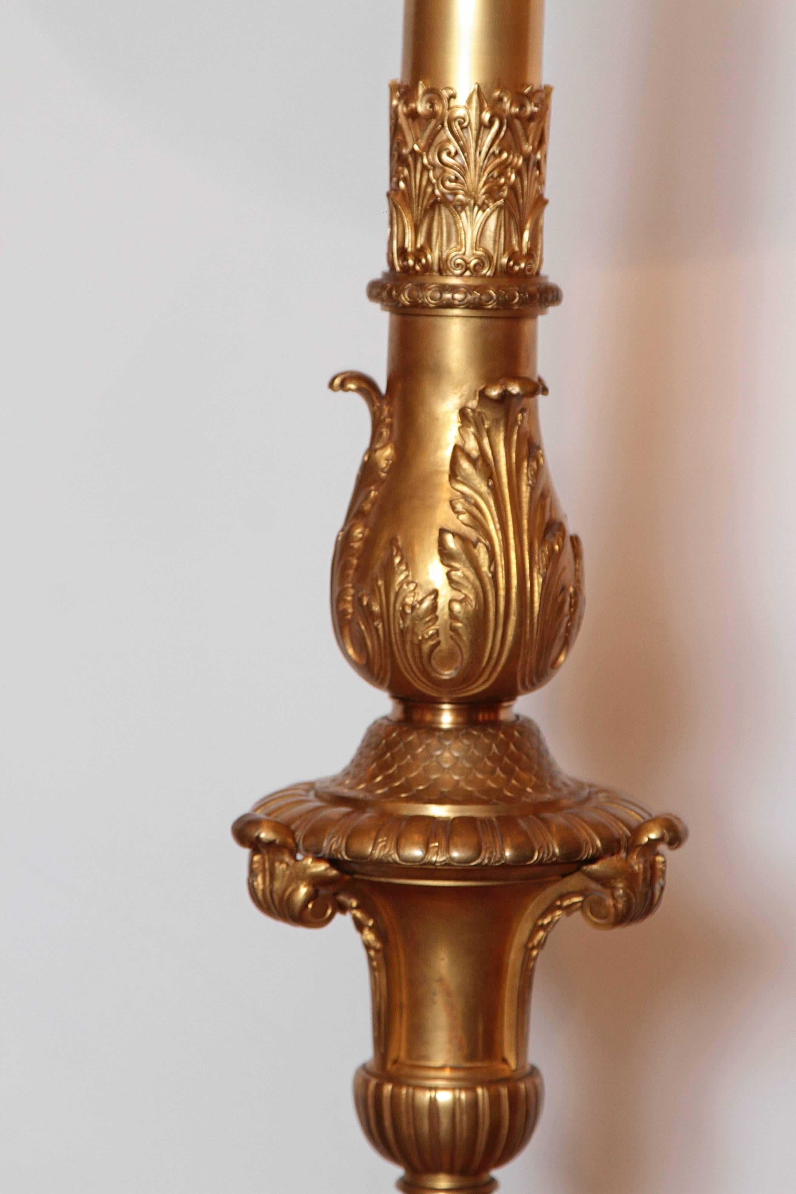 19th Century French Empire Gilt Bronze Floor Lamp 2