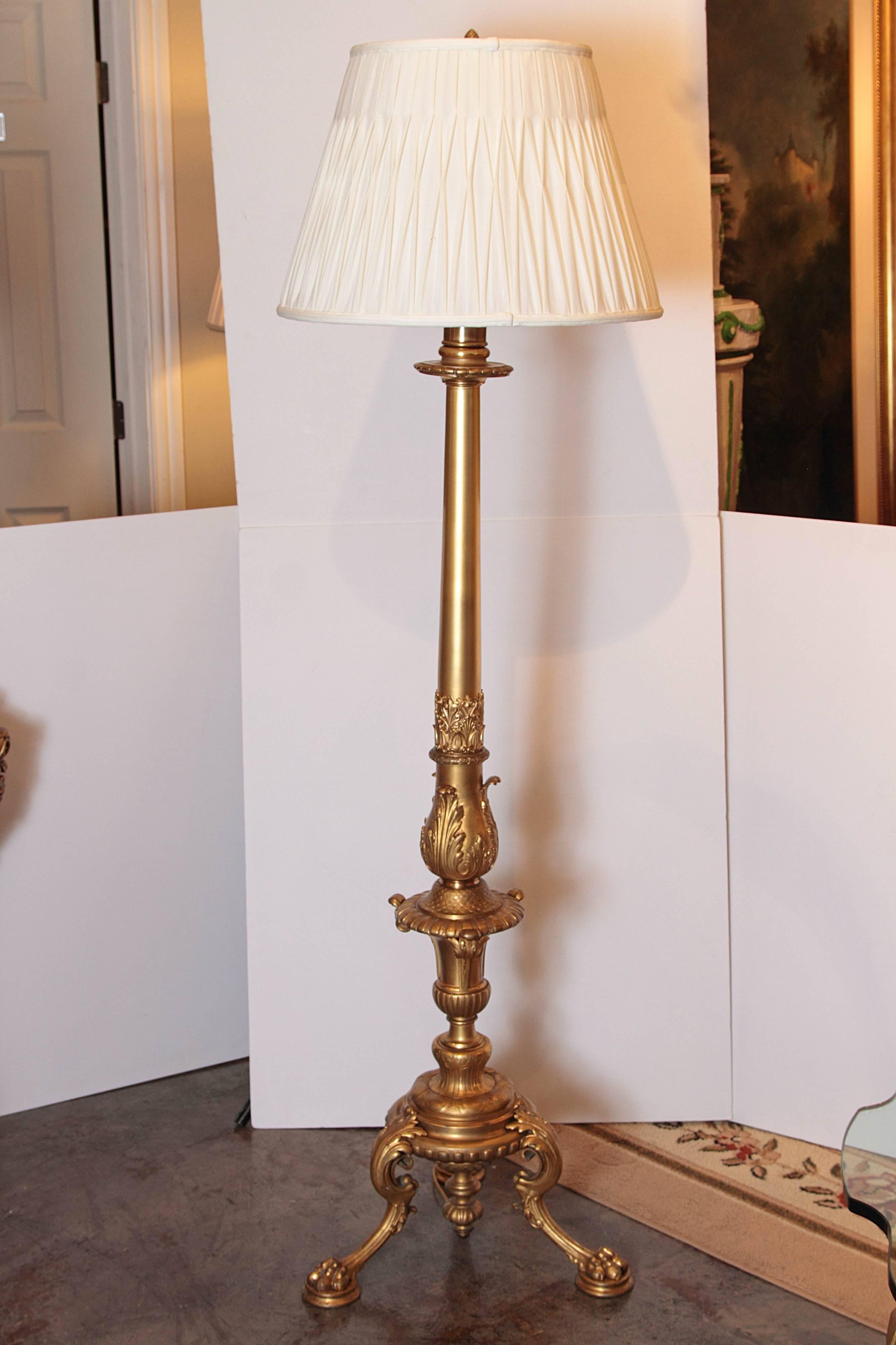 19th Century French Empire Gilt Bronze Floor Lamp 5
