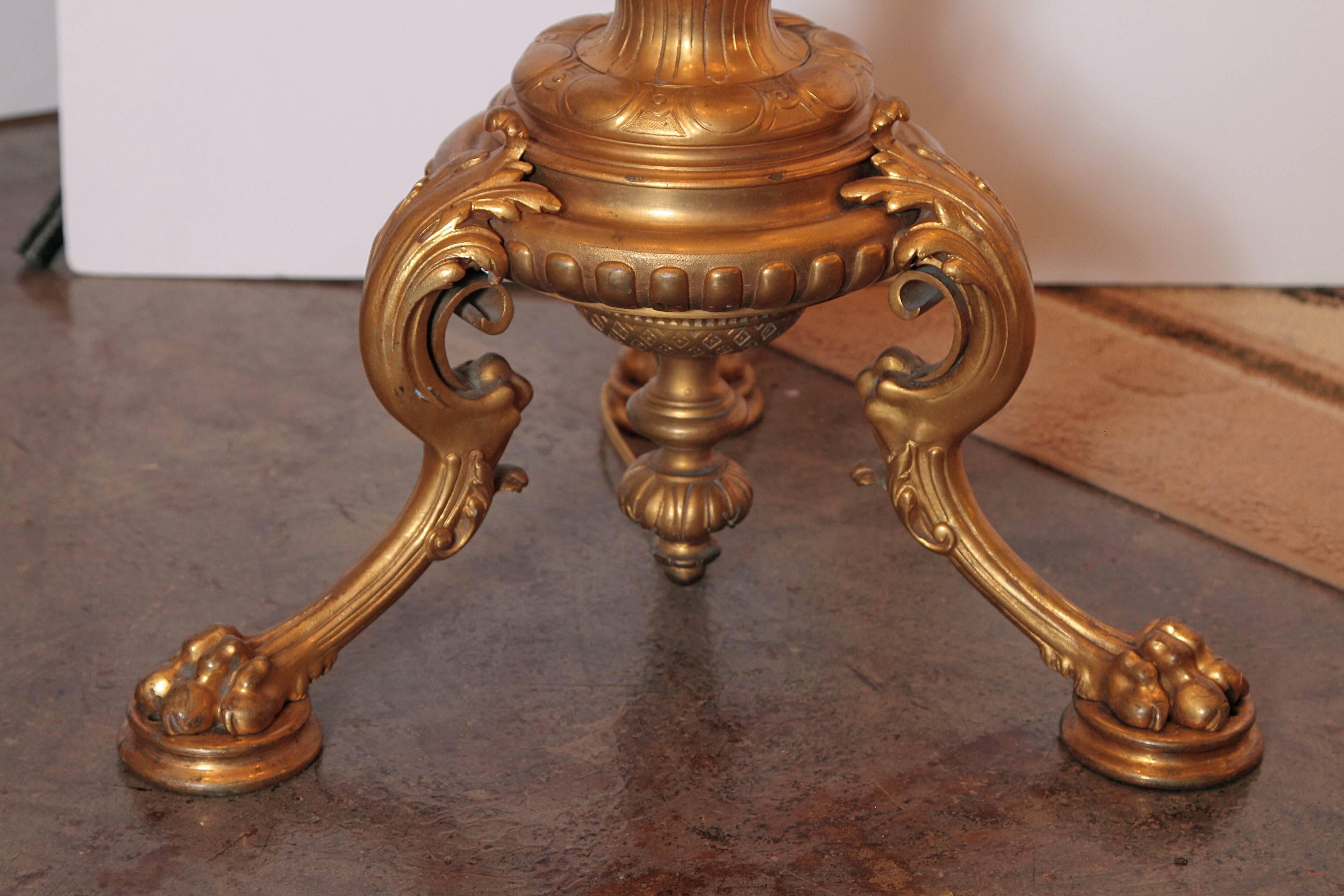 19th Century French Empire Gilt Bronze Floor Lamp 6