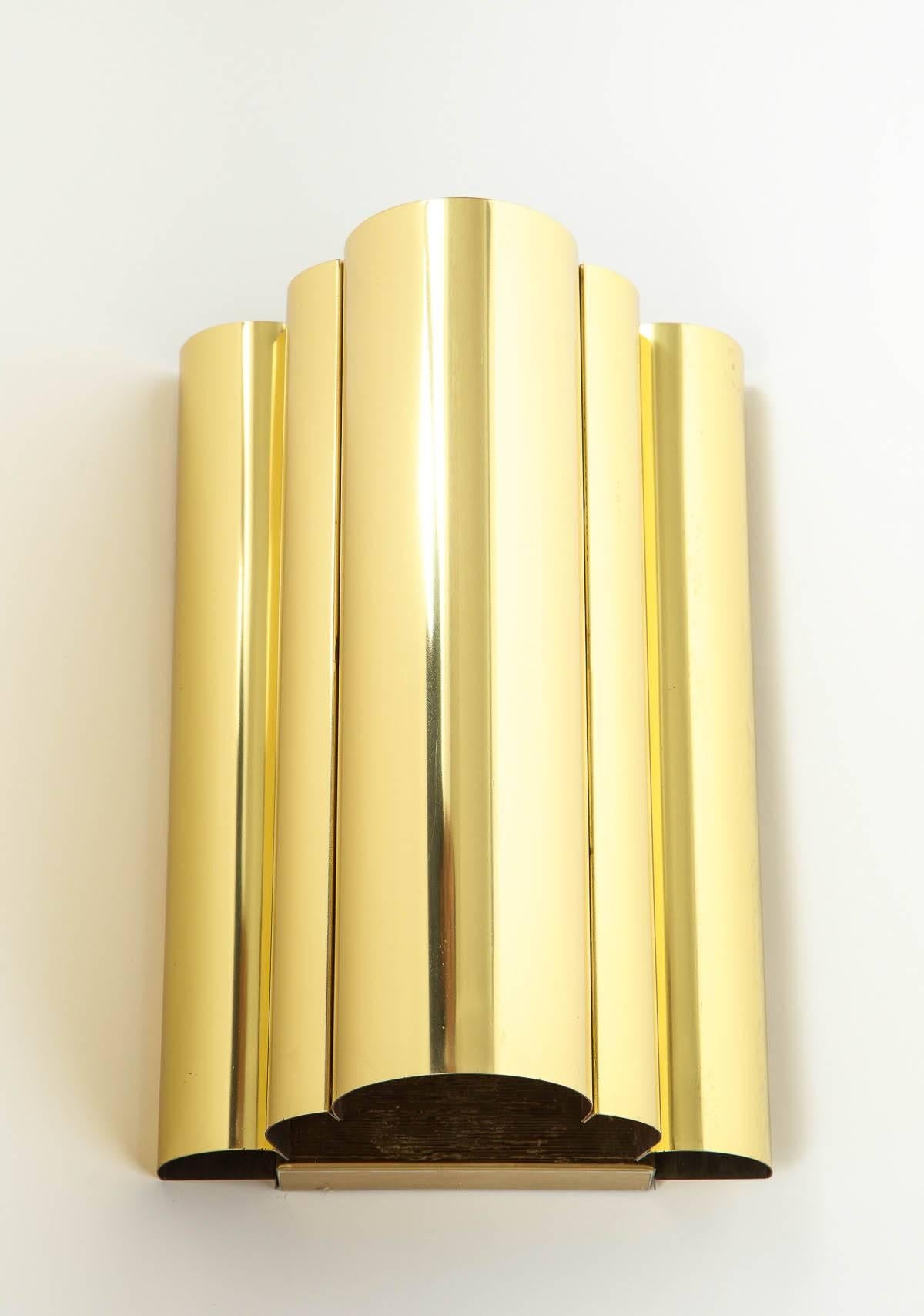 Jere Style Modern Brass Sconces In Excellent Condition In New York, NY