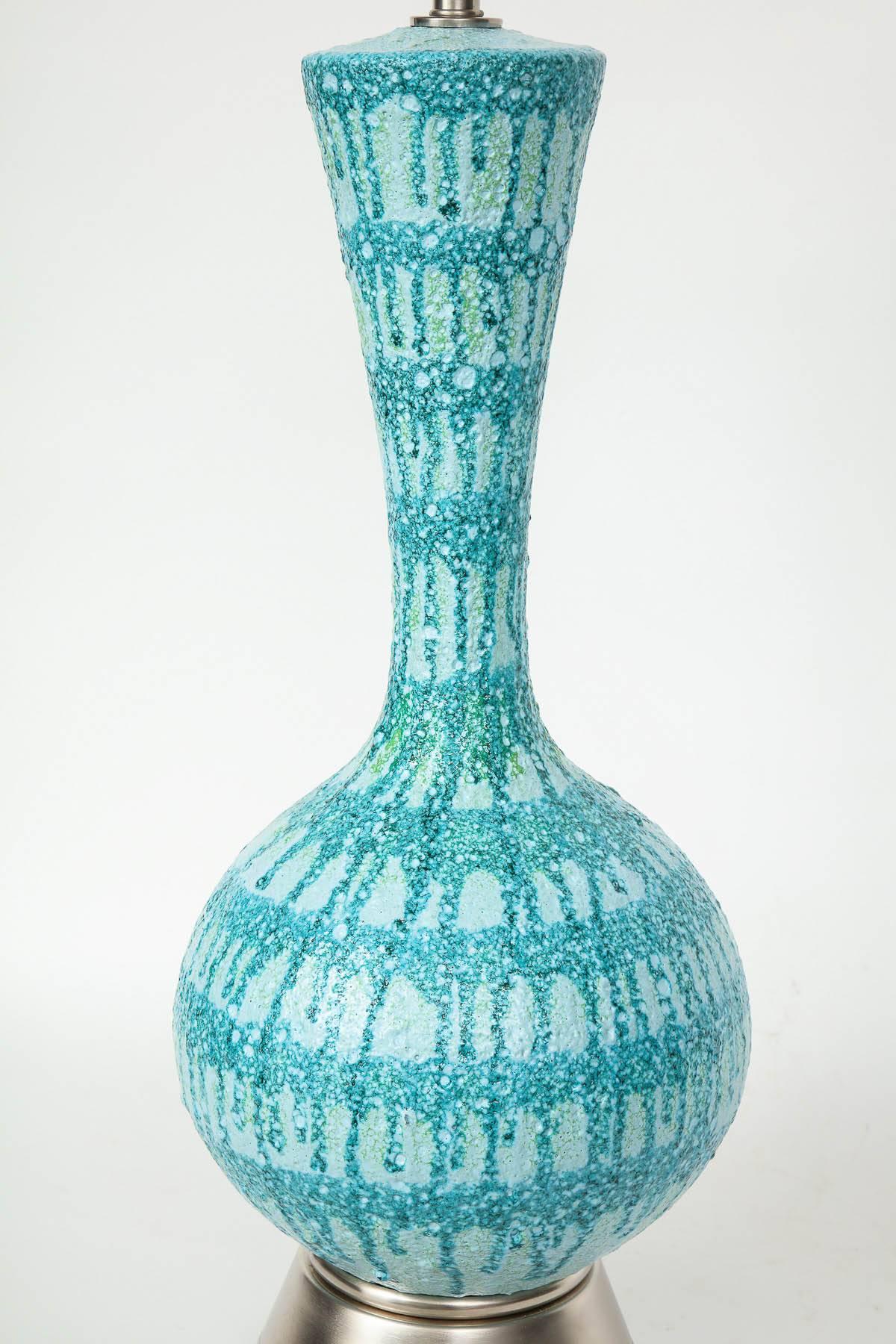 Italian Blue Drip Glazed Ceramic Lamps (20. Jahrhundert)