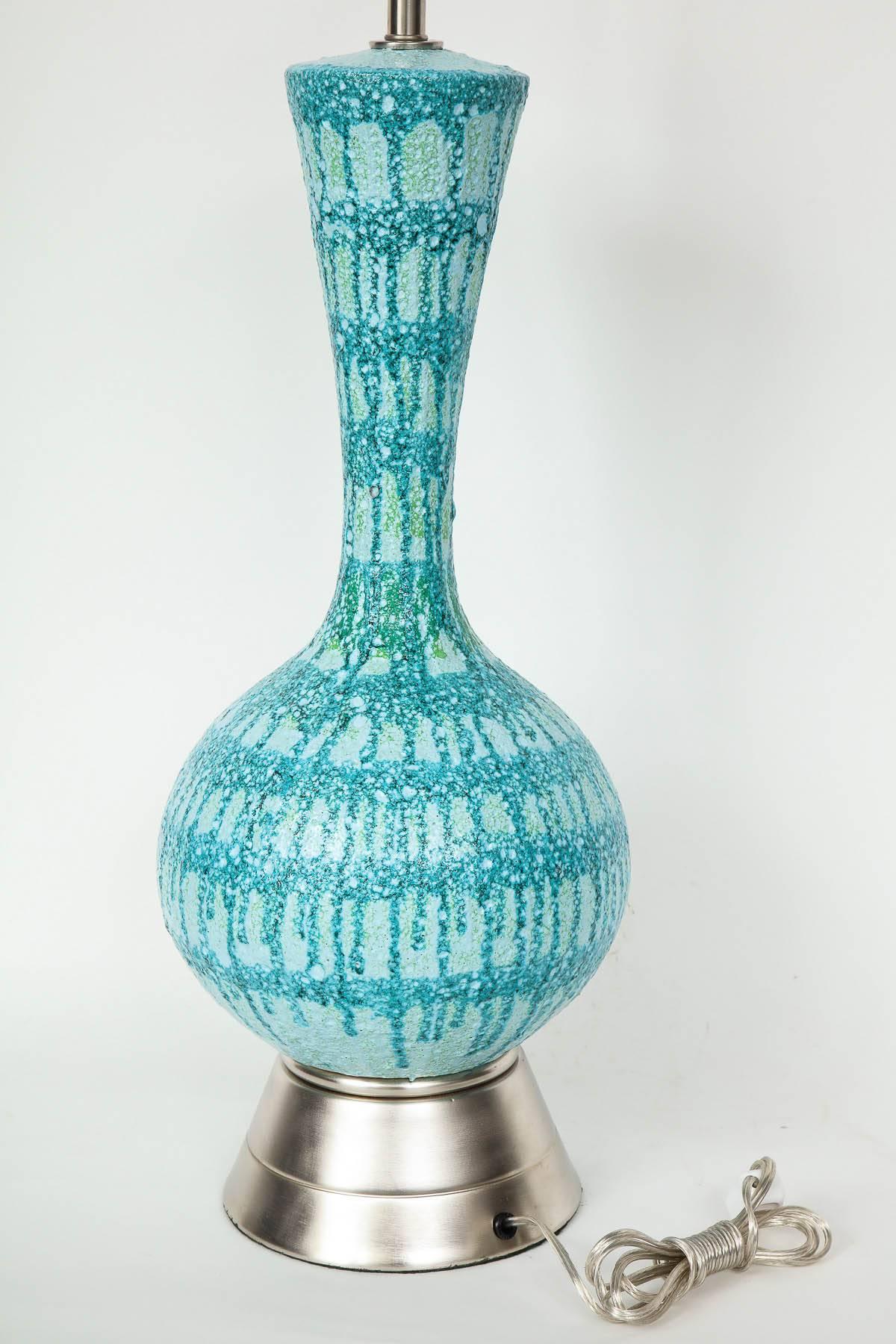 Italian Blue Drip Glazed Ceramic Lamps 2